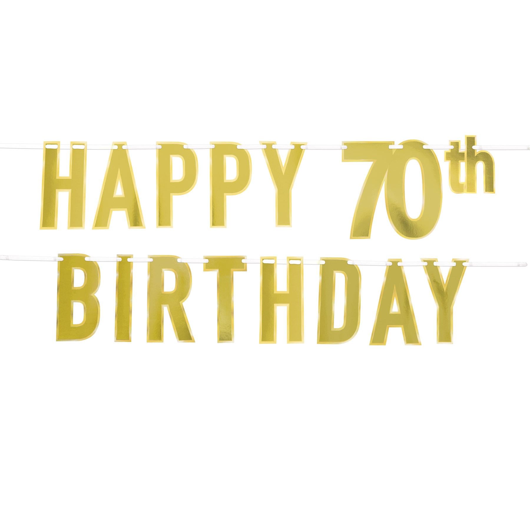 12 Pack Beistle Foil Happy 70th Birthday Party Streamers - Gold & Silver Decorations for Milestone Celebrations, Anniversaries, Retirement Parties