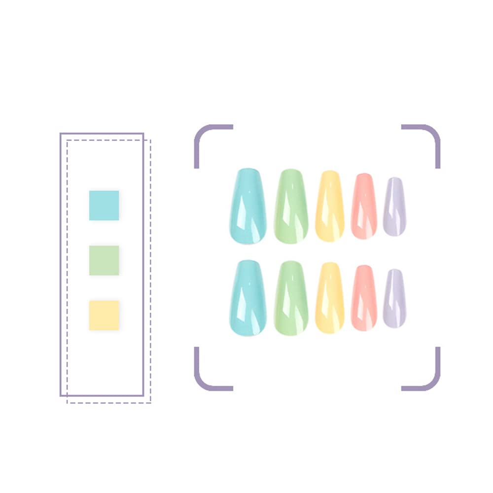 Medium Press On Nails - Glossy Solid Color Coffin Fake Nails for Women - Full Cover Acrylic False Nails Kit with Glue (24PCS) - Perfect for Parties, Weddings, and Everyday Wear