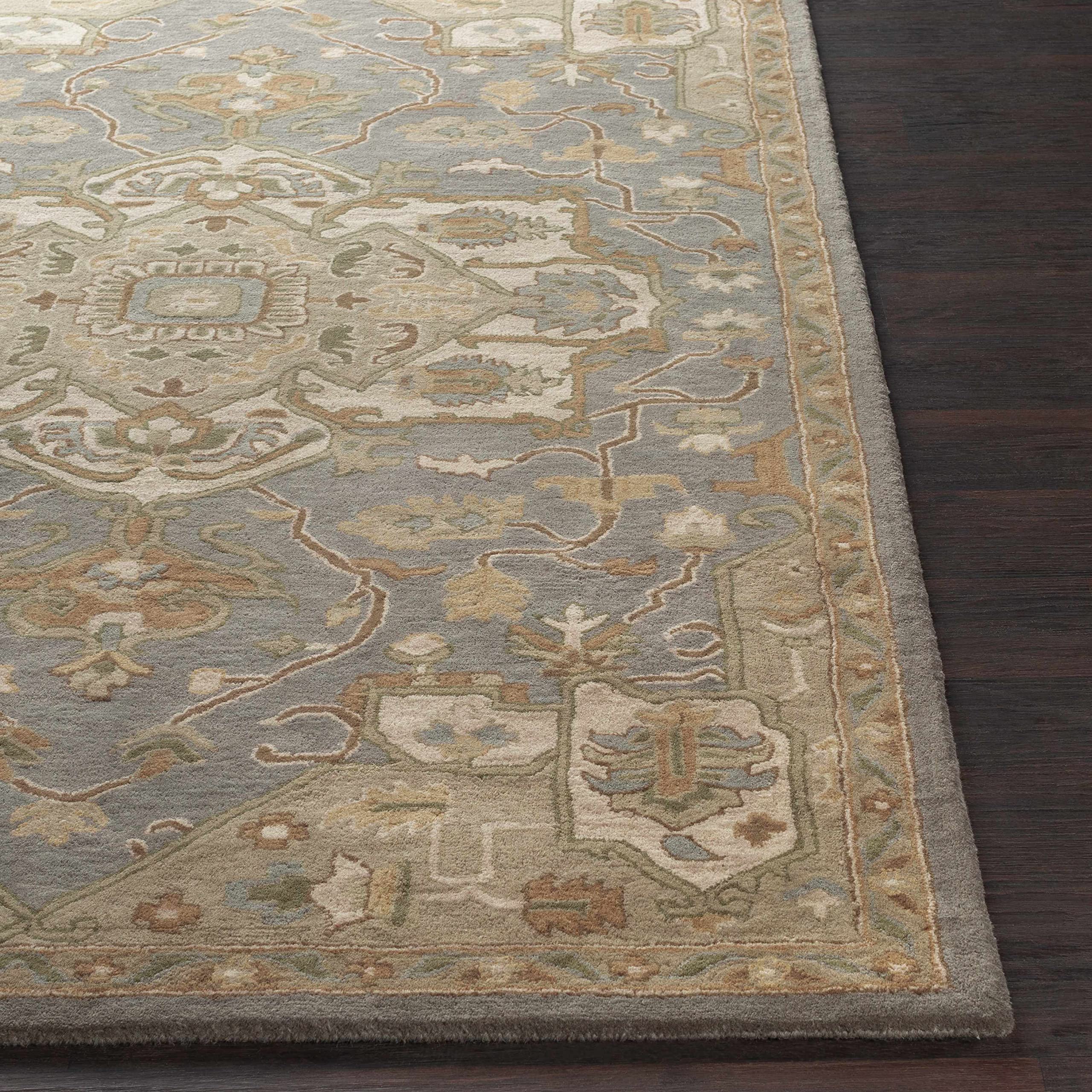 Hauteloom Broomfield Wool Area Rug for Living Room & Bedroom - Traditional Gray, Brown, Beige - 6' Round - Soft & Durable Handmade Rug for Cozy Home Decor