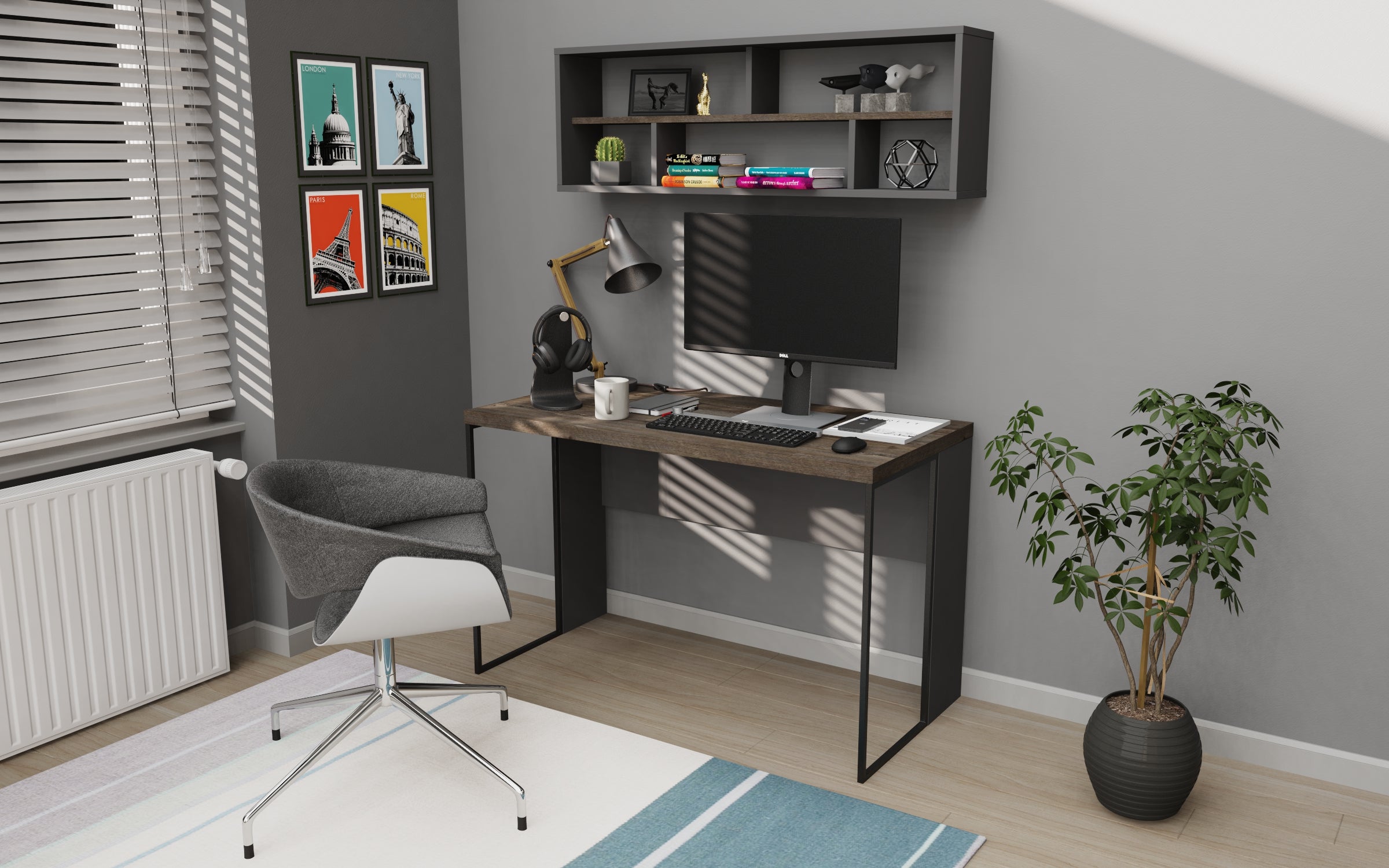 Bronx Desk - Modern Home Office Desk for Work & Study, Ergonomic Design with Storage, Perfect for Small Spaces & Remote Work