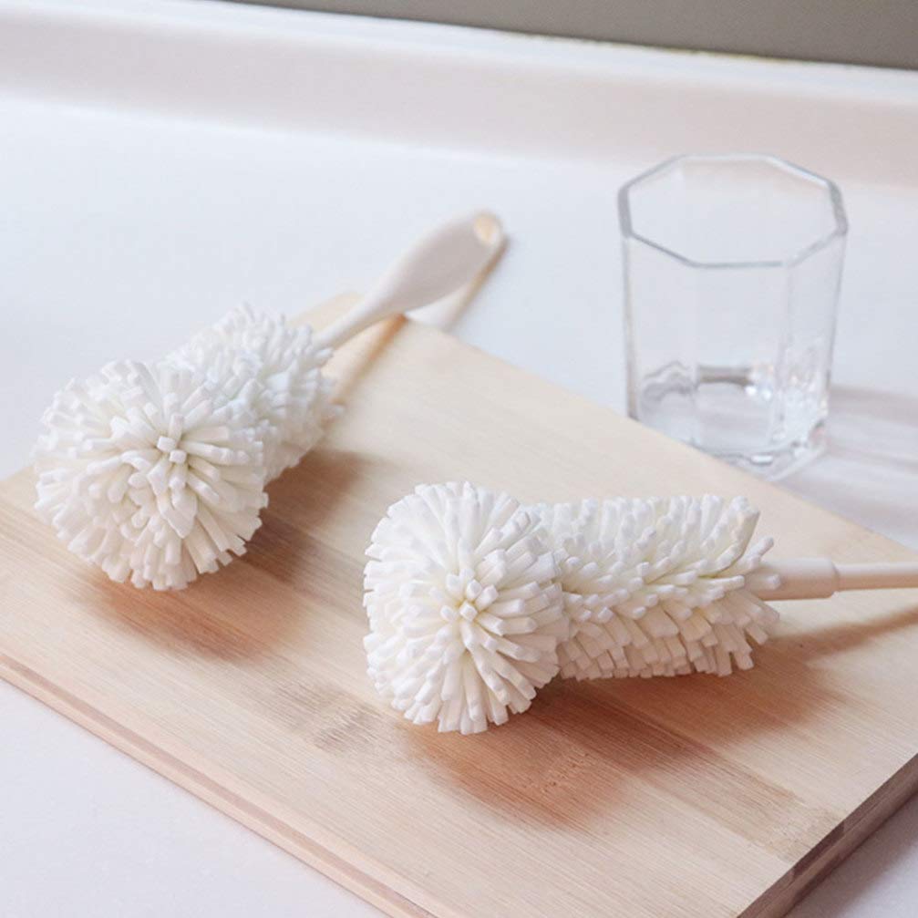 Healifty 2-Pack Silicone Handle Bottle Cleaning Brush Set - Durable Sponge & Brush for Glass Bottles, Coffee Mugs, Beer & Sports Bottles - Perfect for Dishwashing, Home Kitchen & Camping Use
