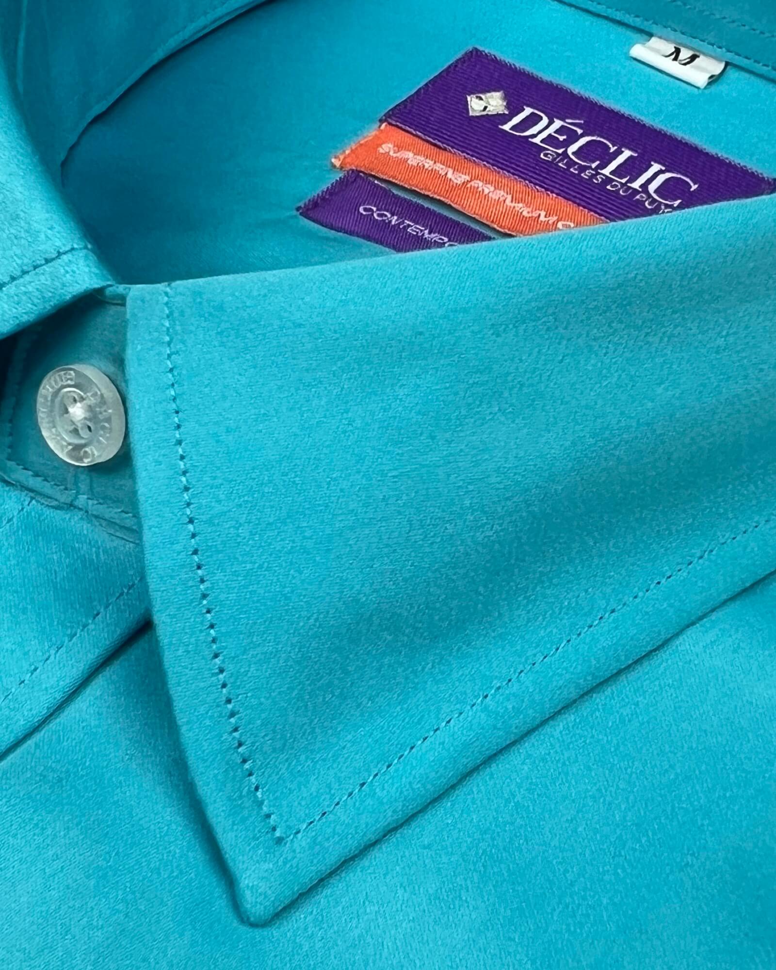 DÉCLIC Rainier Plain Shirt for Men - Lightweight Casual Button Down Shirt in Aqua Blue - Perfect for Office, Travel and Outdoor Activities