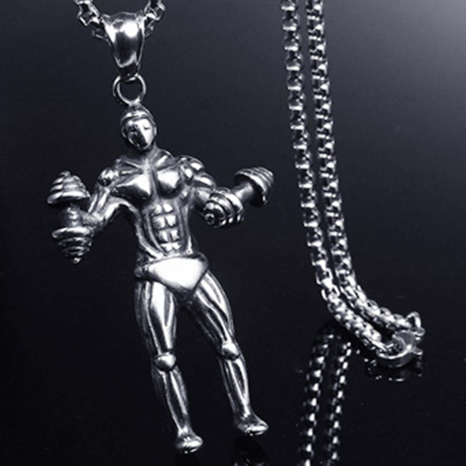 Stainless Steel Silver Pendant Necklace for Men & Women - Durable Muscle Chain Jewelry Gift for Him & Her | Perfect for Casual Wear, Gym, Dating & Special Occasions
