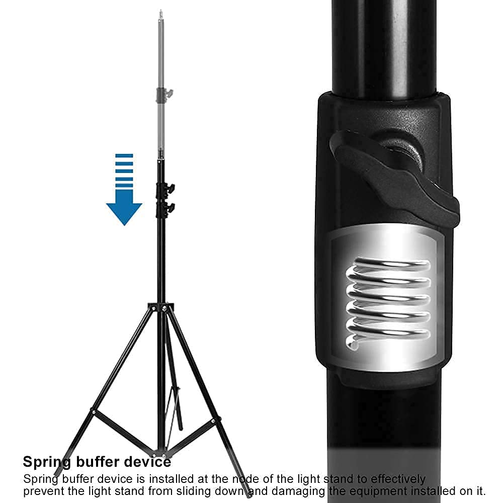 Heavy Duty 9.5ft Adjustable Light Stand with Spring Cushion - Professional Photography Tripod for Studio Speedlights, Ring Lights & Flash Equipment | Perfect for Portrait, Product & YouTube Video Lighting