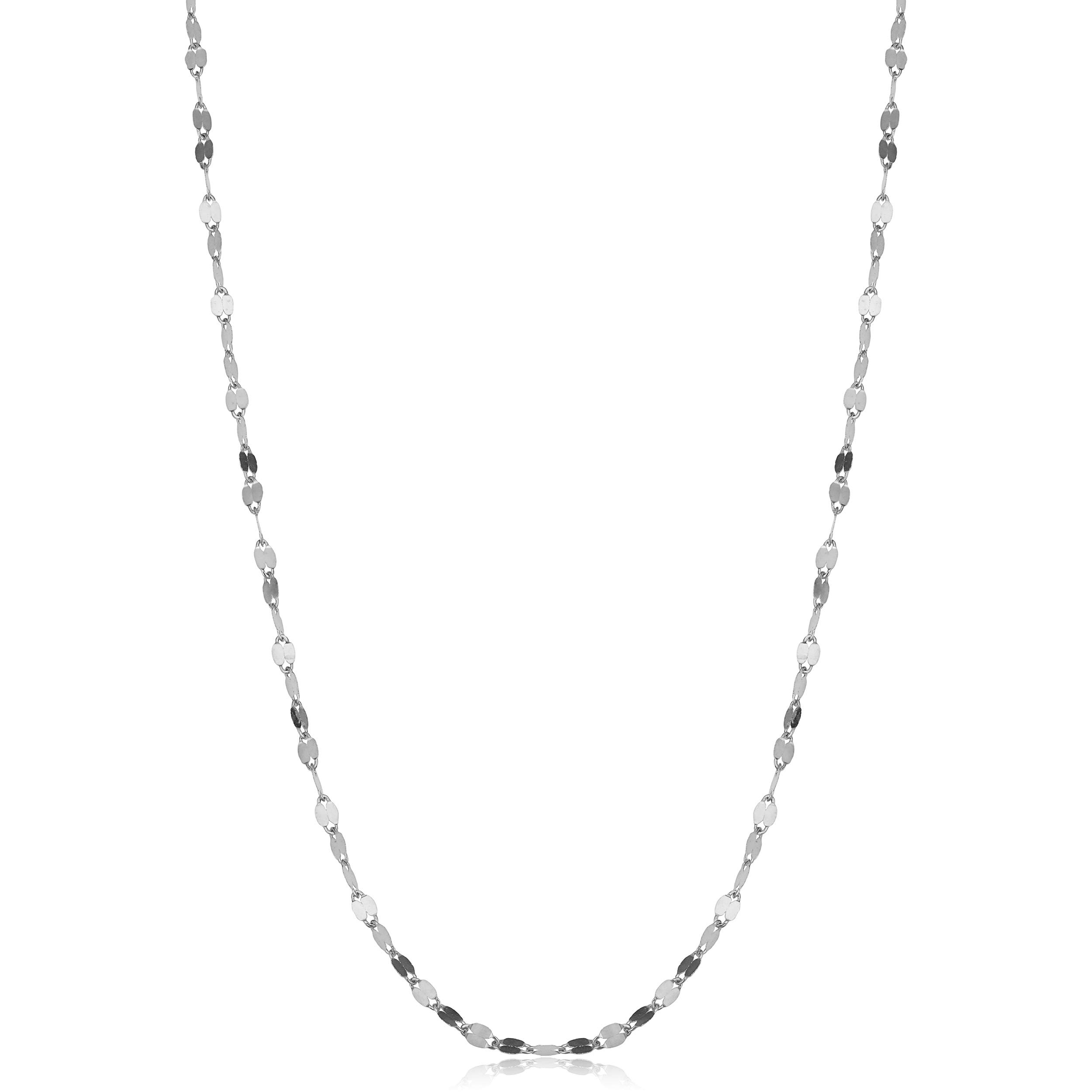 10K White Gold 1.9mm Flat Mirror Link Chain Necklace for Women | Elegant Layering Piece for Everyday Wear & Special Occasions | Kooljewelry