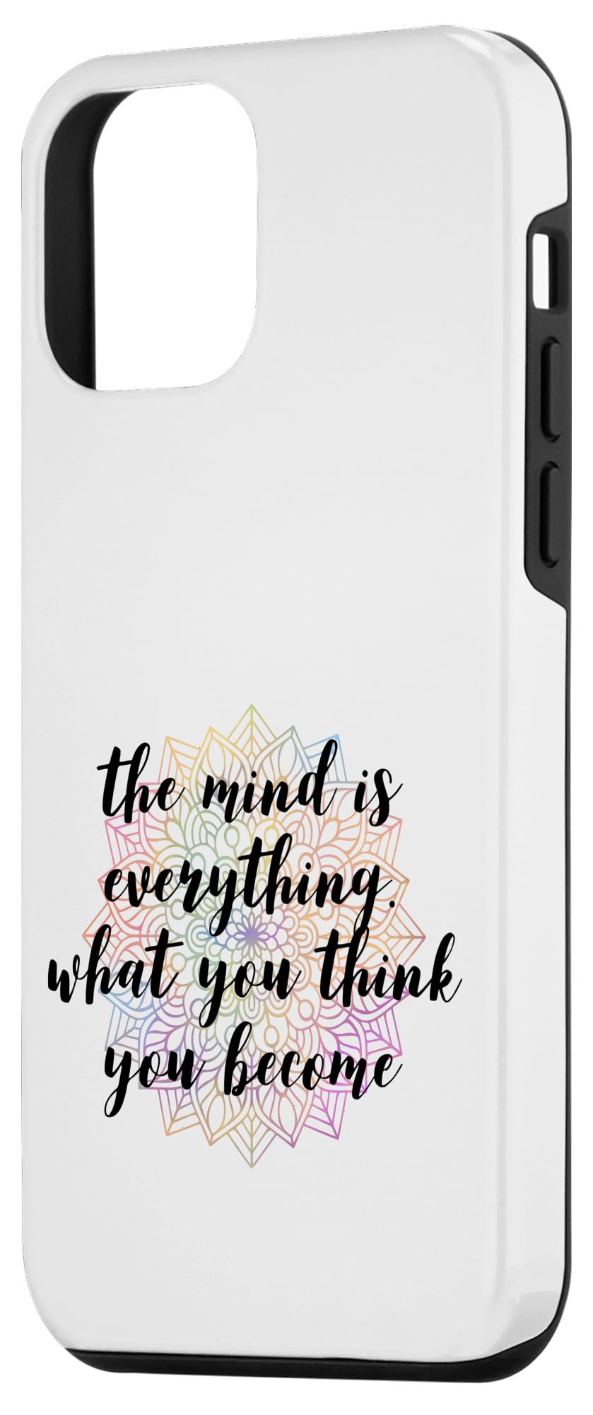 iPhone 12 Mini Case with Rainbow Mandala Flower & Buddhist Quote Design - Protective Phone Cover for Meditation, Yoga & Spiritual Lifestyle
