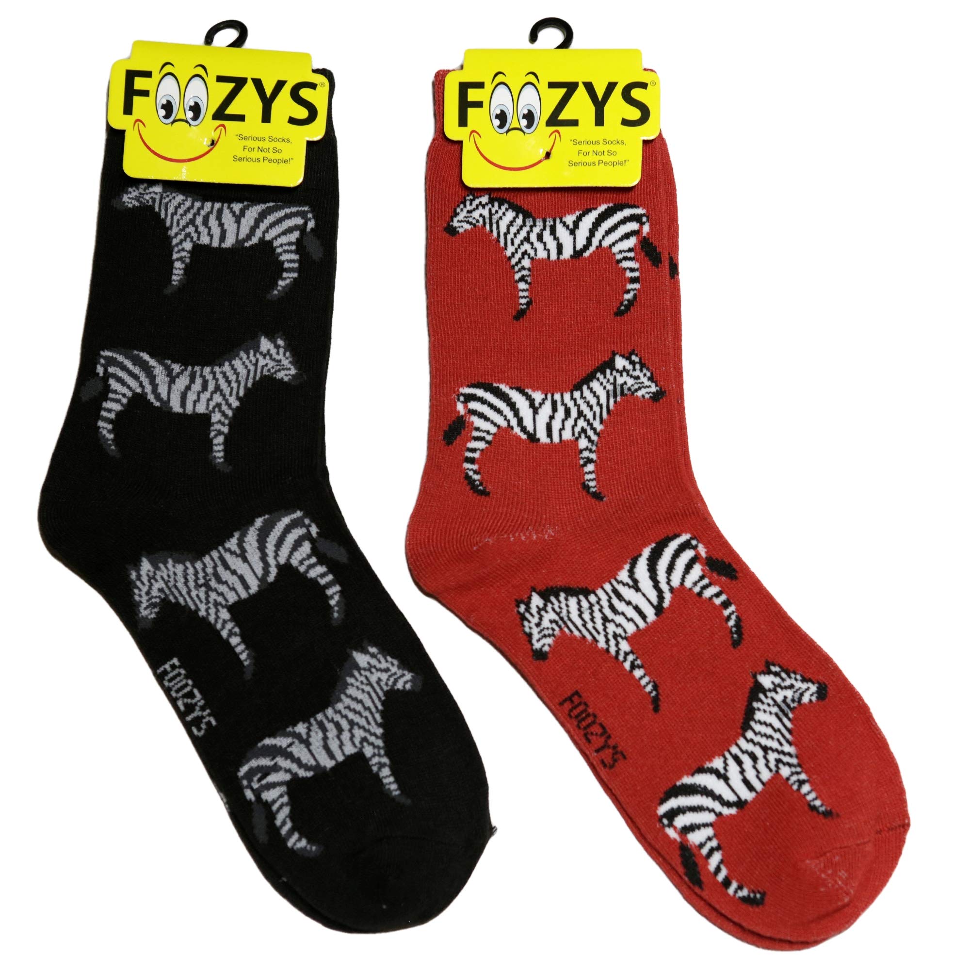 Foozys Women's Crew Socks - Zebra Print Animal Themed Fashion Socks (2 Pairs) | Comfortable & Stylish Novelty Socks for Everyday Wear, Gifts & Costume Outfits