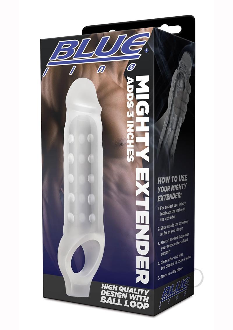 Blue Line CandB Gear Mighty Extender Penis Sleeve - Clear Silicone Male Enhancement for Couples & Solo Play - Perfect for Spicing Up Intimacy & Enhancing Pleasure