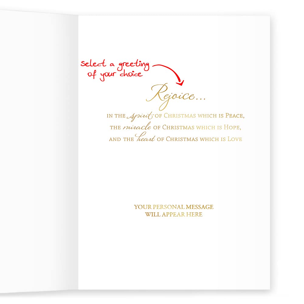 25 Personalized Religious Christmas Cards with Foil-Lined Envelopes - Holy Journey Design for Holiday Greetings, Business Gifts & Family Celebrations