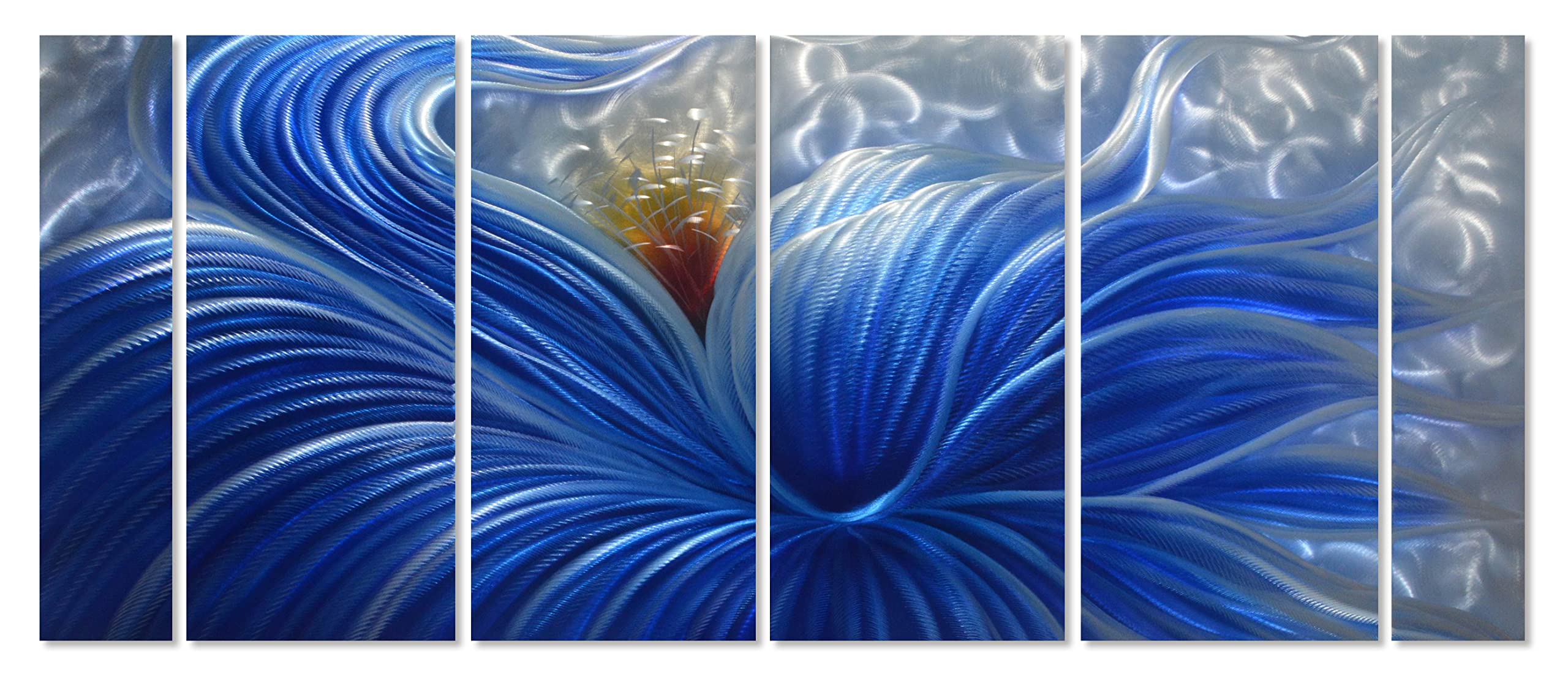 Handmade Blue Flower Metal Wall Art - Modern Decor for Living Room