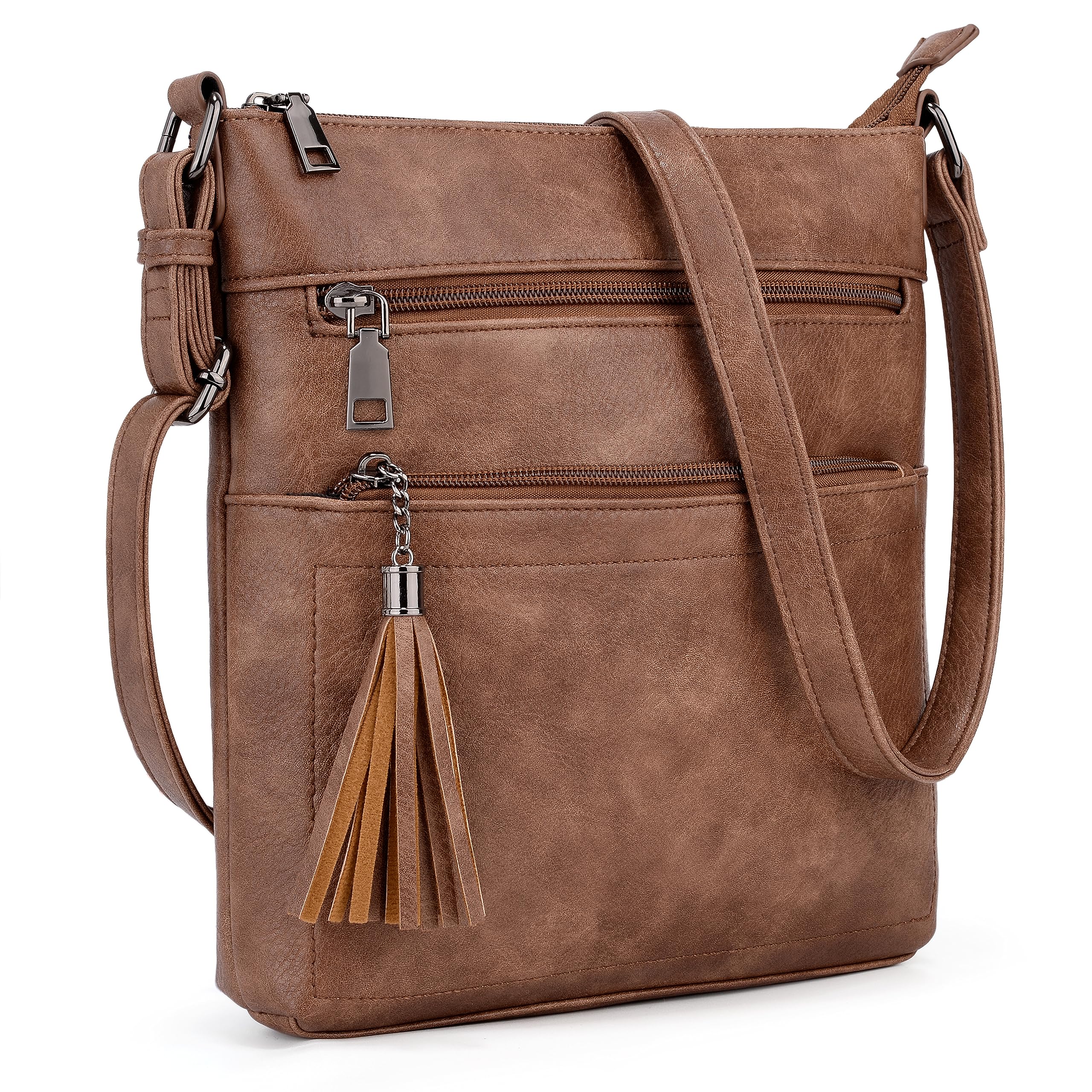 UTO Women's Crossbody Bag with Detachable Pattern Shoulder Strap & Tassel Zipper - Stylish Purse for Daily Use, Travel, Shopping, and Work