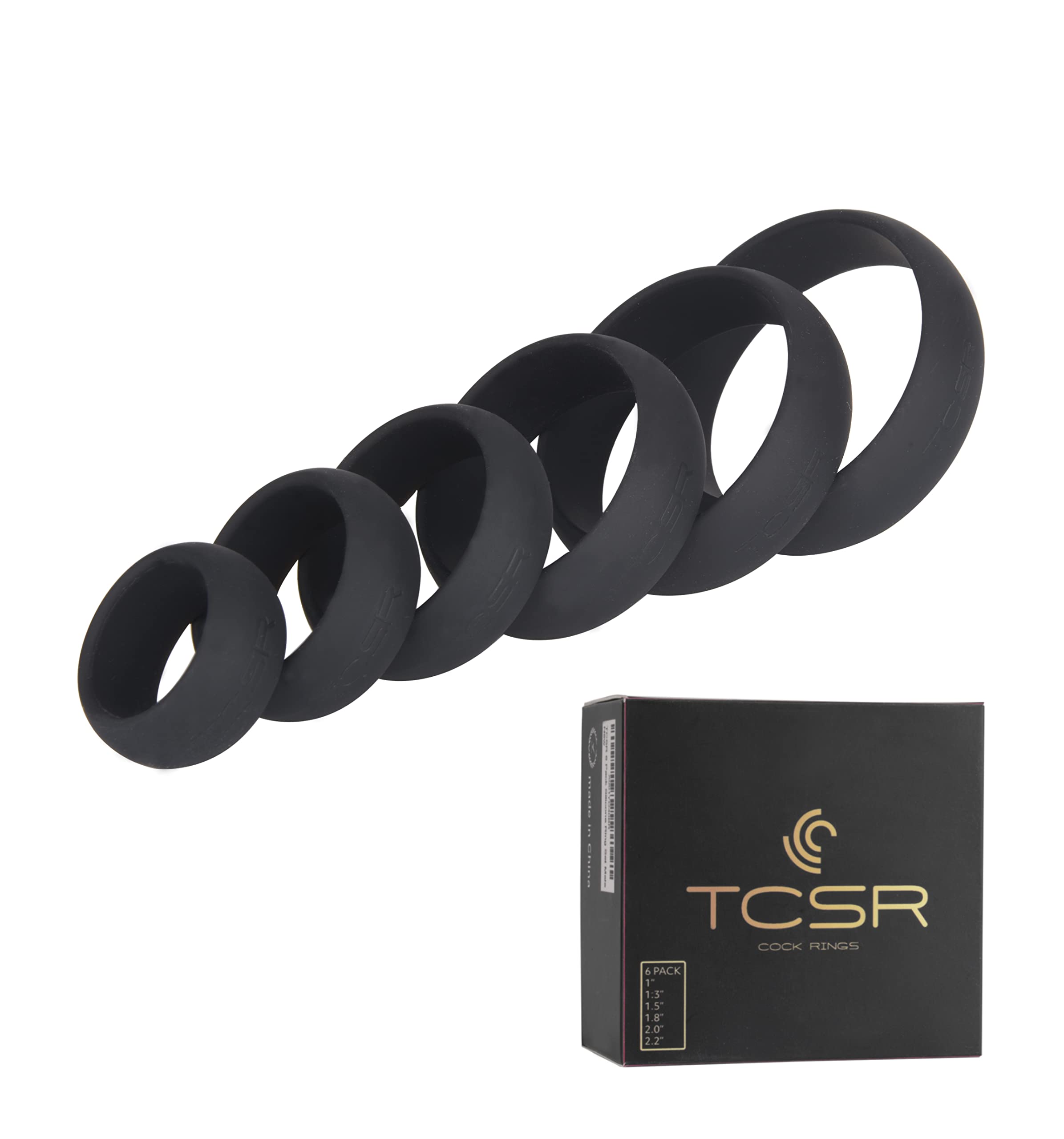 Premium TCSR 6-Pack Silicone Cock Rings Set - Medical Grade Soft & Stretchy Penis Rings for Enhanced Performance - Perfect for Couples, Solo Play & Intimate Moments
