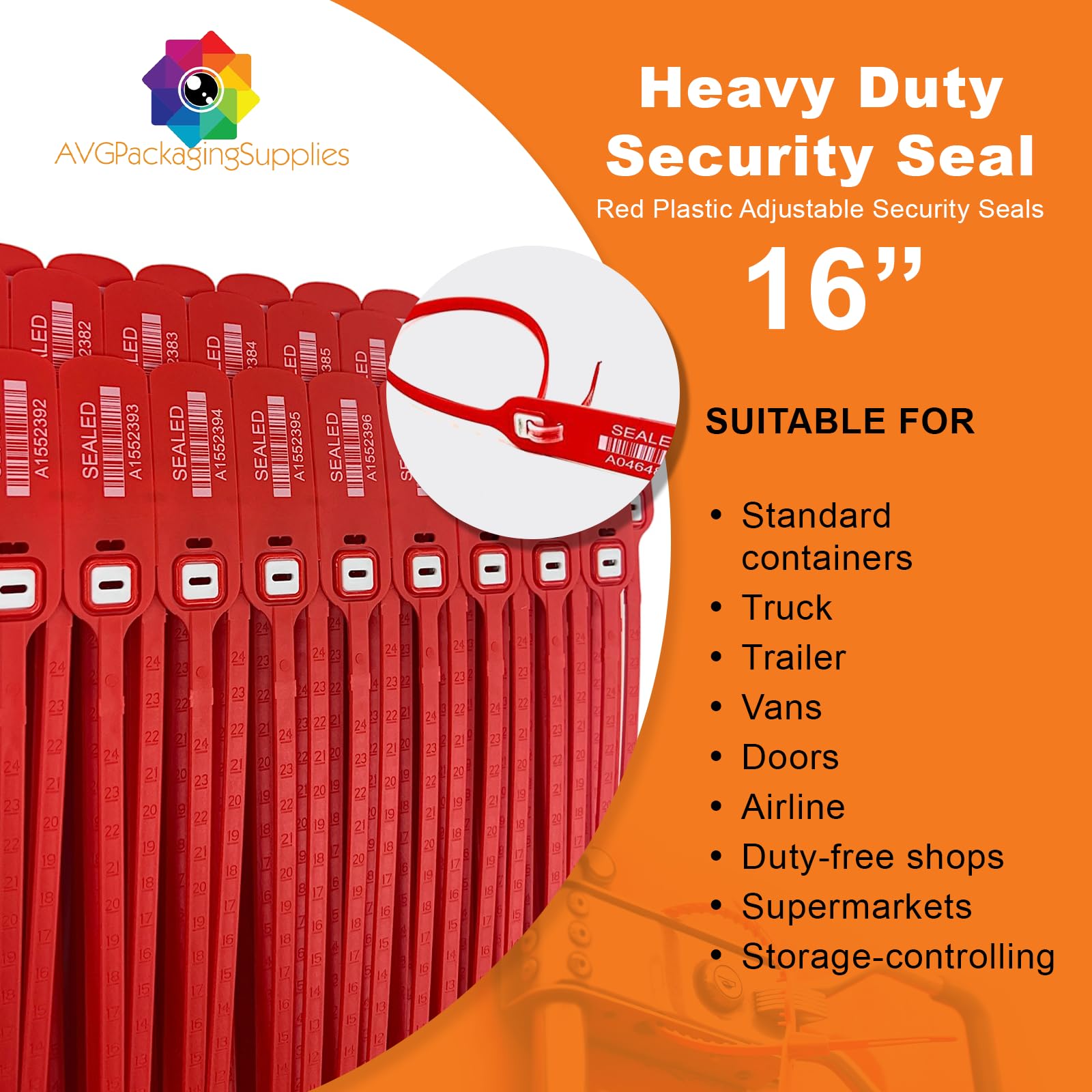 Heavy Duty Red Plastic Security Seals 16 Inch - Self Locking Shipping Seals with Progressive Numbering for Trucks, Trailers, Cargo Containers - Tamper Proof Luggage & Package Seals (600 Count) - Ideal for Logistics, Transportation & Warehouse Security