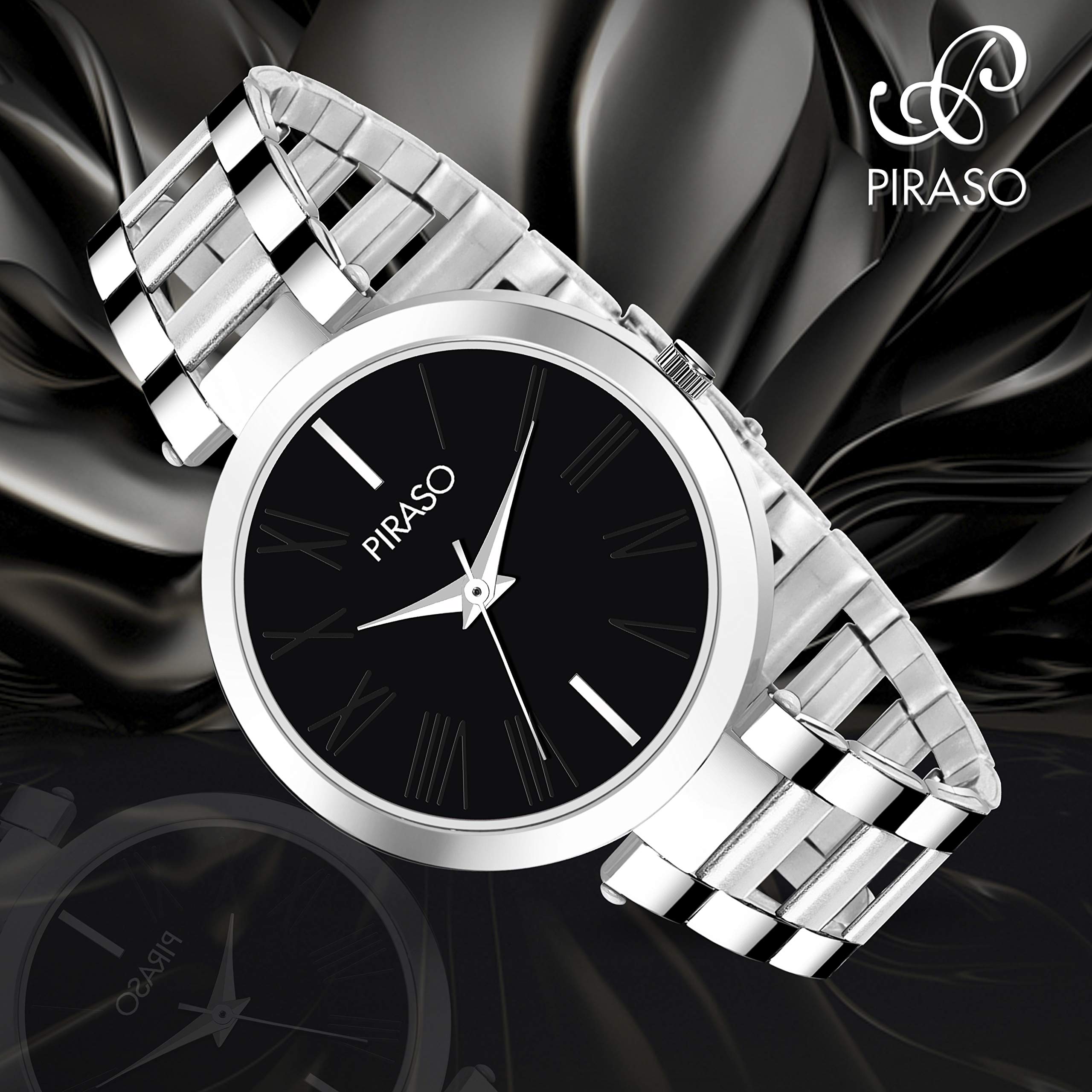 PIRASO Elegant Stainless Steel Chain Watch for Women - Fashionable Ladies Wristwatch with Adjustable Bracelet, Perfect for Daily Wear, Office, Parties & Special Occasions
