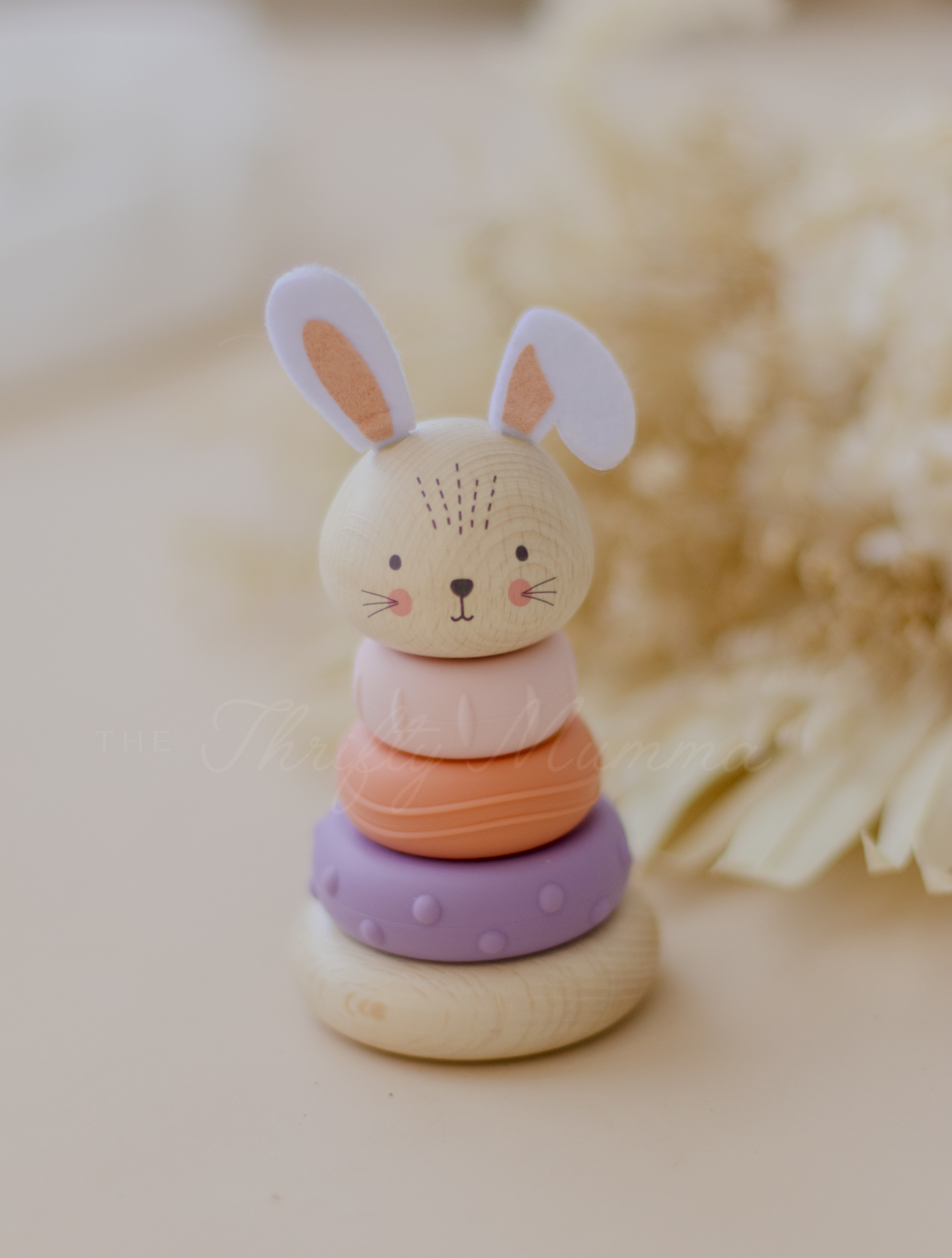 Eco-Friendly Wooden Ring Stacker Toy for Toddlers - Montessori Educational Stacking Game with Cute Bunny Design - Perfect for Early Learning & Sensory Play