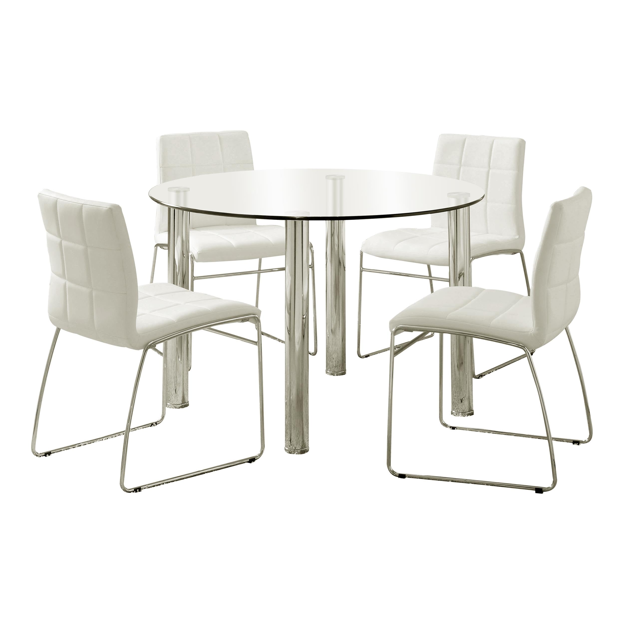Furniture of America Clarks 5-Piece Dining Set with White Chairs - Modern Kitchen & Dining Room Furniture for Family Meals & Entertaining