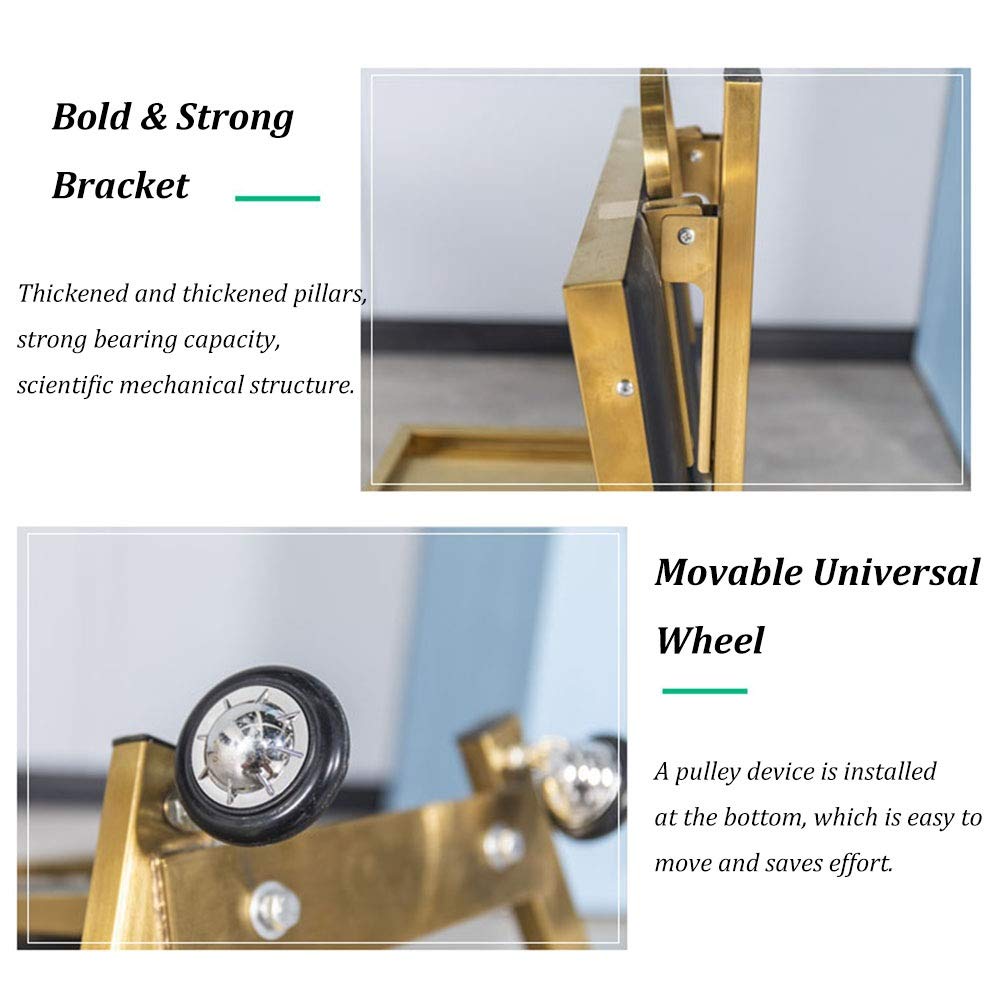 Stainless Steel Folding Hair Trolley on Wheels - 70kg Capacity Beauty Salon & Barber Shop Rolling Cart with Locking Brakes (Gold) - Perfect for Mobile Styling, Spa Treatments & Salon Organization