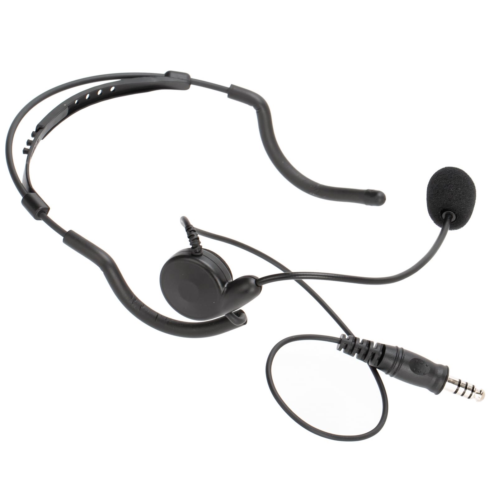 7.1mm Bone Conduction Headset with Microphone for Two-Way Radio - Black | Hands-Free Walkie Talkie Earpiece for Security, Construction & Outdoor Activities
