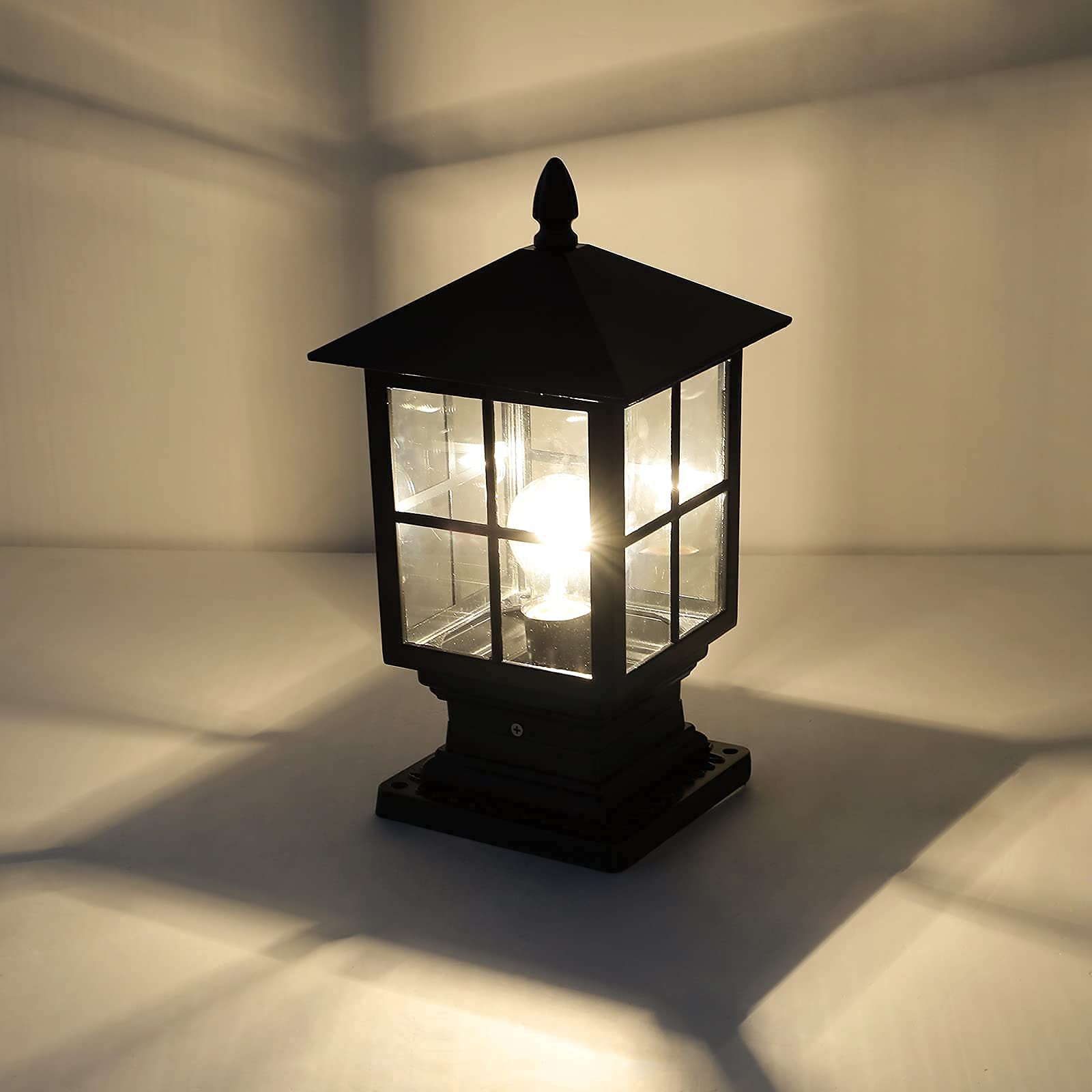 Modern Outdoor Post Light Fixture - IP54 Waterproof Aluminum Pillar Light with Clear Glass Shade for Yard, Garden, Patio & Pathway Lighting | Durable Weather-Resistant Design for Enhanced Curb Appeal & Nighttime Safety