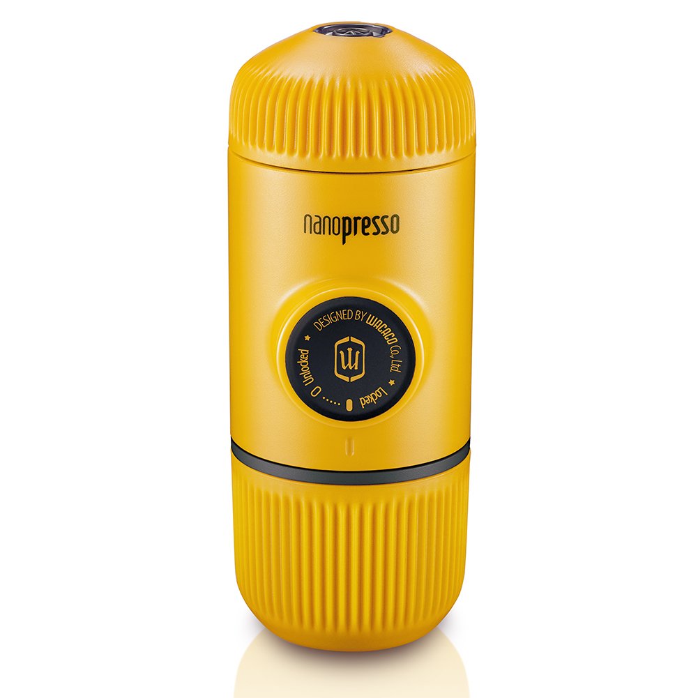 WACACO Nanopresso Portable Espresso Maker - 18 Bar Pressure Manual Coffee Machine for Travel, Camping & Hiking | Upgrade Version of Minipresso | Compact & Lightweight | Perfect for Outdoor Adventures, Office & Home Use | Yellow