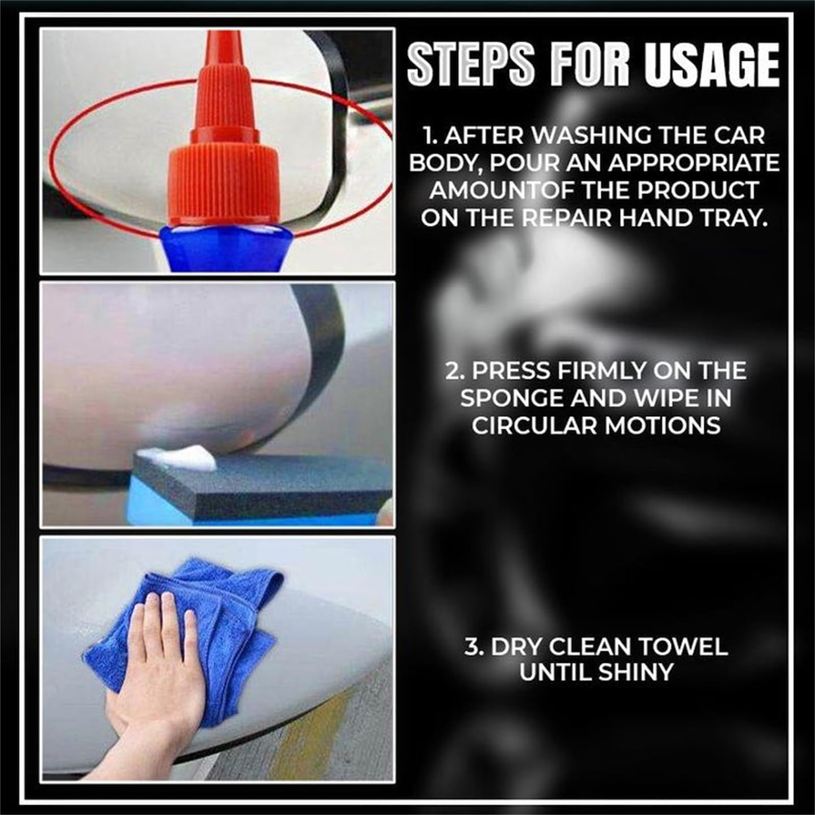 Whimsyard Car Scratch Remover Kit - Ultimate Paint Restorer & Scratch Repair Wax for Cars - 3PCS Set - Fixes Paint Scratches & Restores Shine (Perfect for DIY Car Detailing & Minor Scratch Repair)