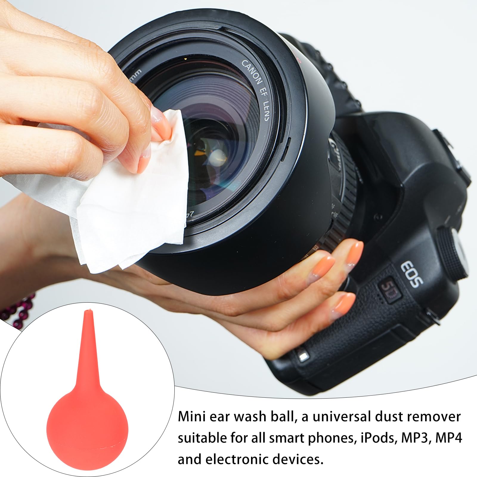 EXCEART Ear Wax Removal Cleaner - 60ml Rubber Air Blower Pump for Ear Cleaning, Camera Lens, Watch, Keyboard & Hearing Aid Maintenance (Red) - Perfect for Home, Office & Photography Use
