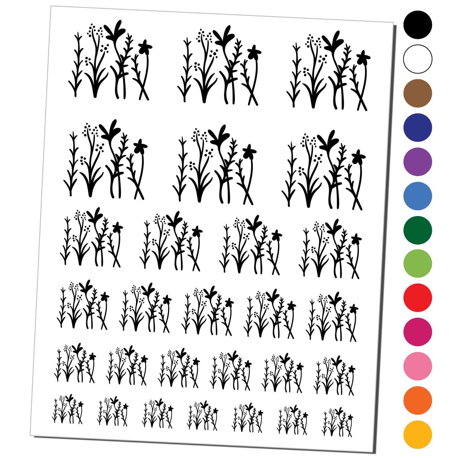 Waterproof Wildflower Temporary Tattoos - Summer Fake Body Art Set with Repeating Floral Pattern (Black, 1 Sheet) | Perfect for Festivals, Beach Days & Boho Style