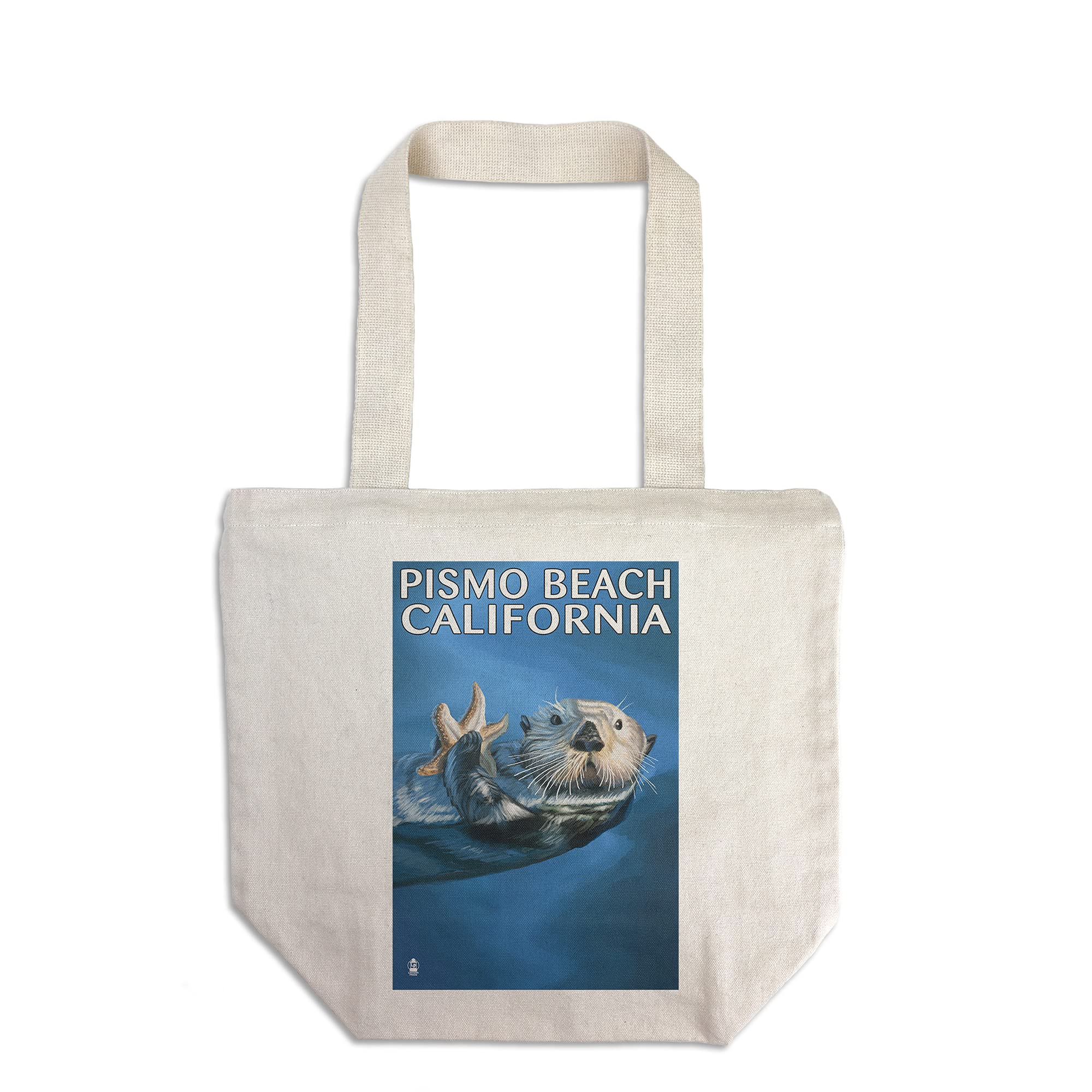 Lantern Press Pismo Beach California Sea Otter Tote Bag - 100% Cotton Canvas Reusable Shopping Bag for Beach, Groceries & Eco-Friendly Lifestyle