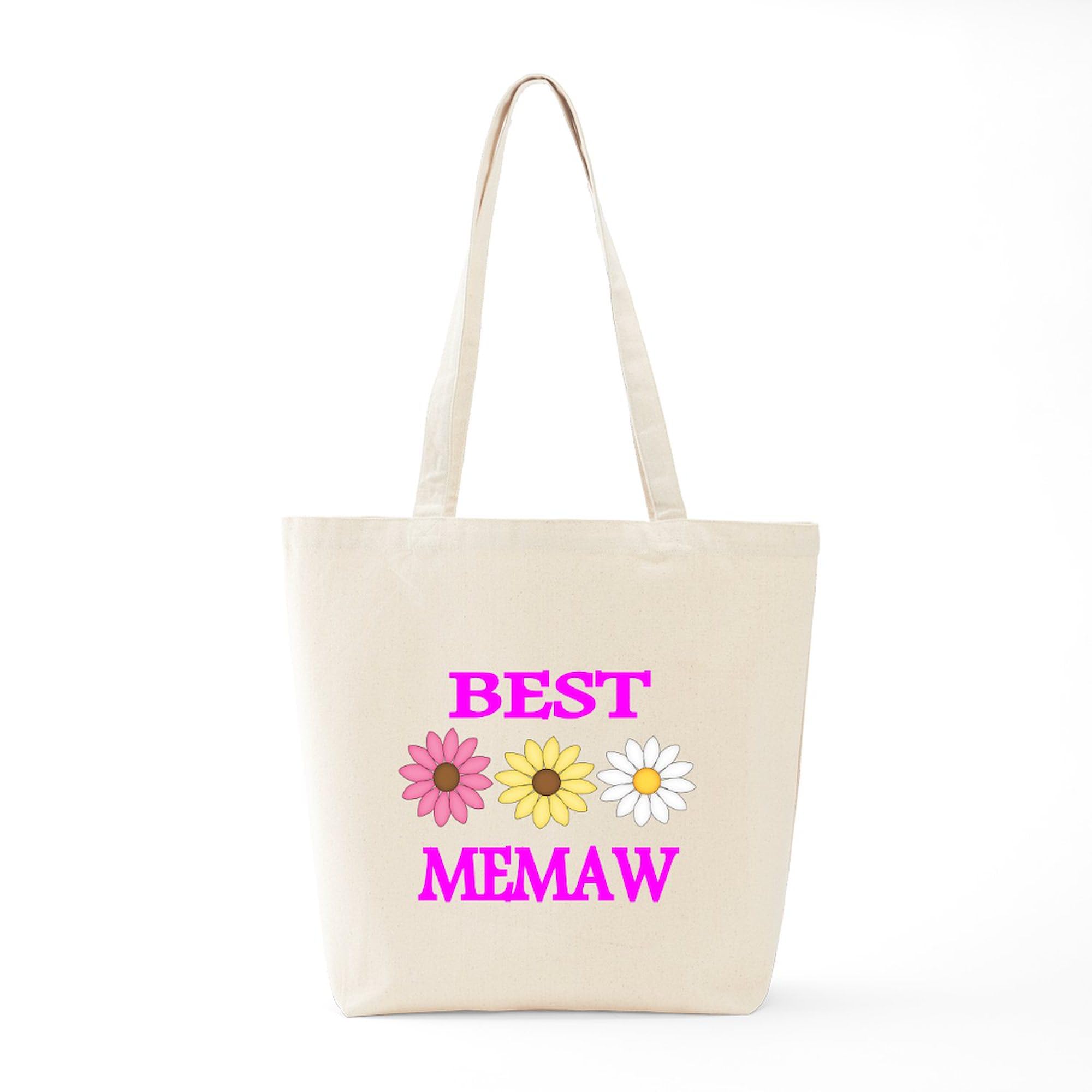 Best Memaw with Flowers Tote Bag - Natural Canvas Reusable Shopping Bag for Groceries, Beach & Everyday Use
