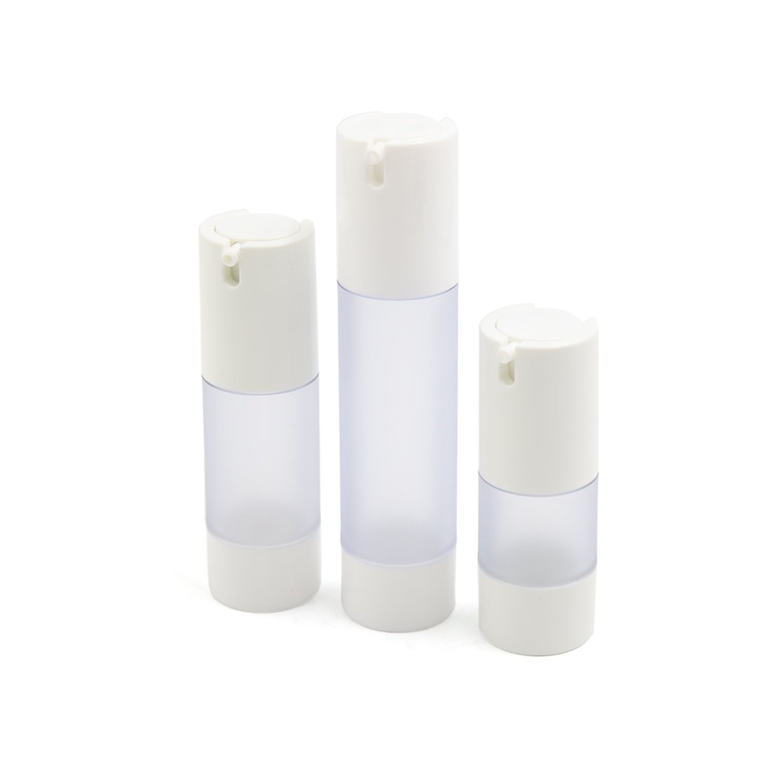 3-Piece White Plastic Travel Cosmetic Bottles Set - Airless Pump Lotion Containers for Refillable Skincare, Makeup & Toiletries | Perfect for Travel, Gym & Daily Use