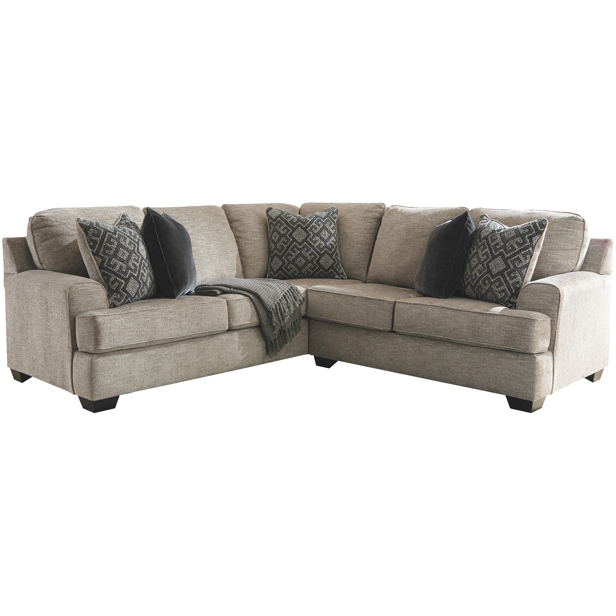 Bavarian 2-Piece Right Sectional Sofa Set - Modern L-Shaped Couch for Living Room, Family Room & Apartment - Comfortable Fabric Sectional with Right Chaise