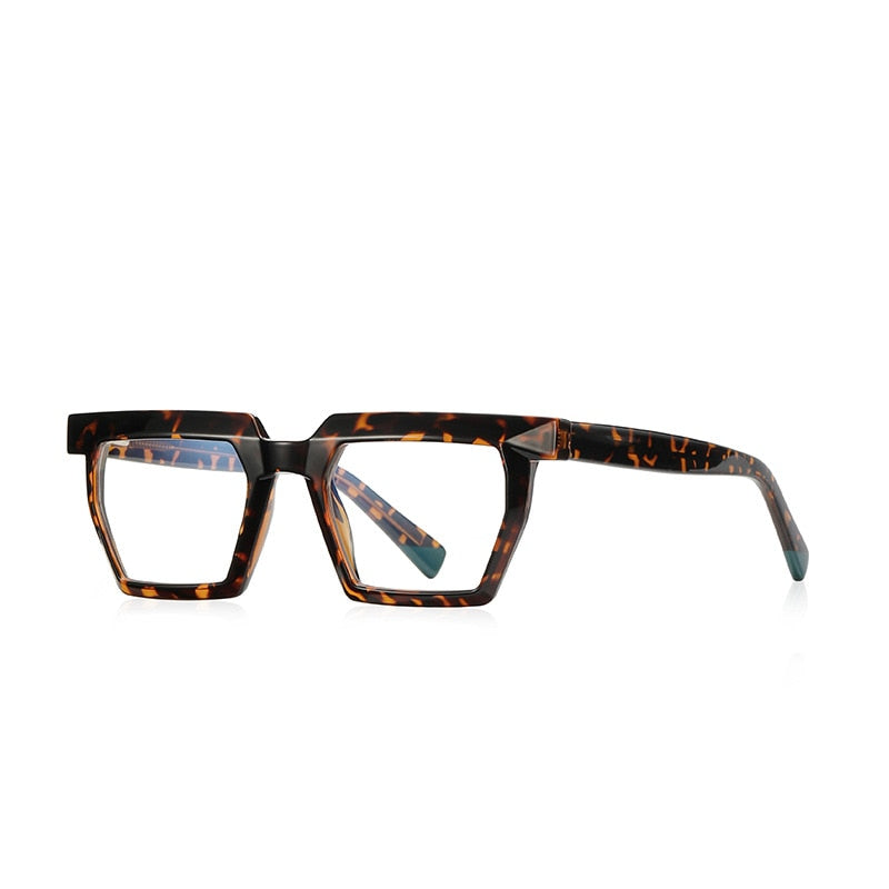 CCspace Unisex Full Rim Flat Top Square Acetate Titanium Eyeglasses 53370 - Lightweight Durable Glasses for Work, Reading & Fashion