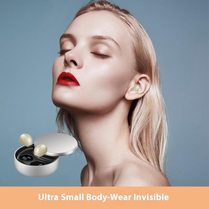 Smallest Invisible Bluetooth Earbuds for Sleeping & Working - Ultra Compact Wireless Sports Earbuds with Charging Case (Black) - Perfect for Nighttime Use, Office Calls & Gym Workouts