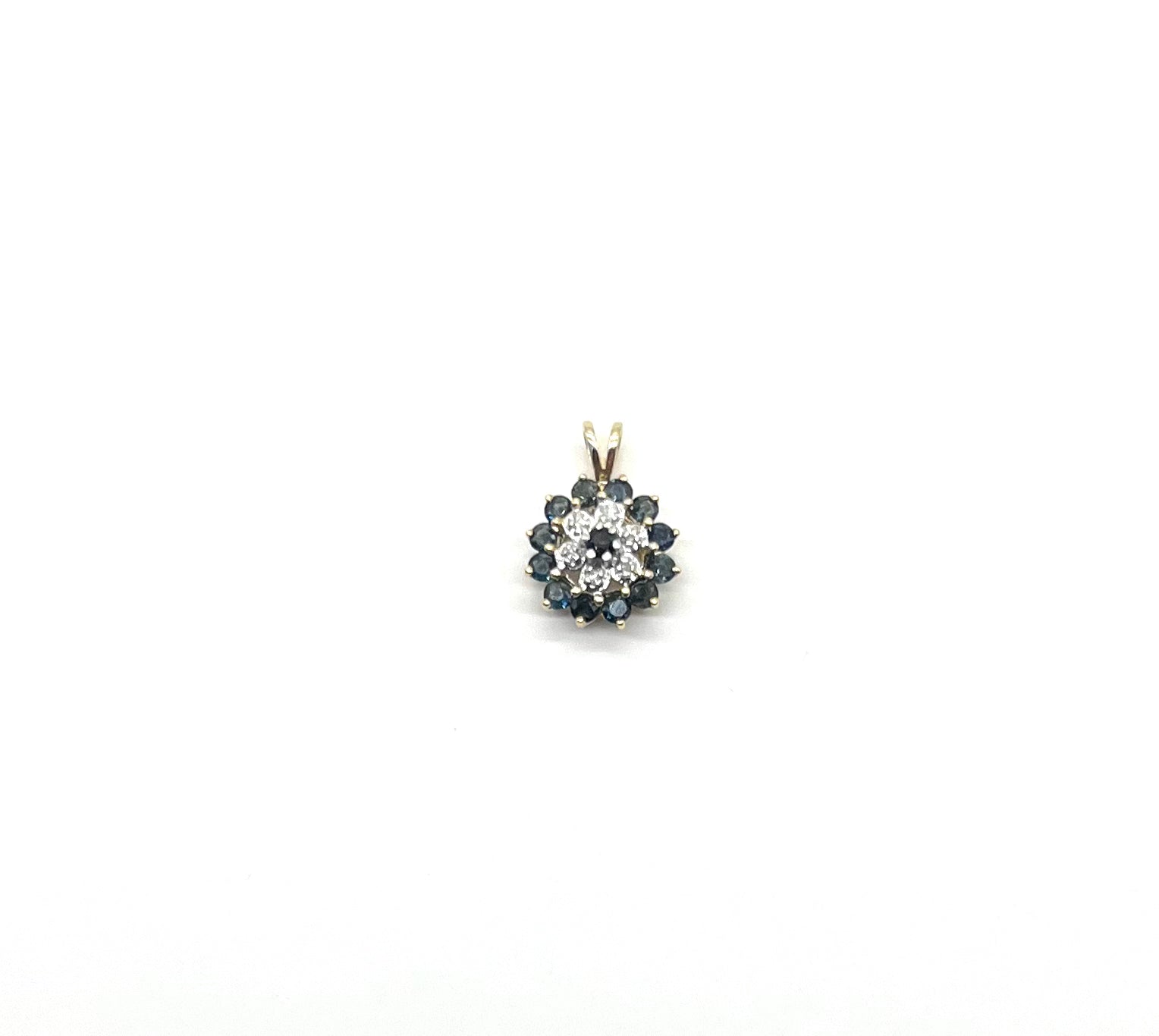 Exquisite Diamond & Sapphire Cluster Pendant Necklace - 14K White Gold Elegant Jewelry for Women - Perfect for Weddings, Anniversaries & Special Occasions