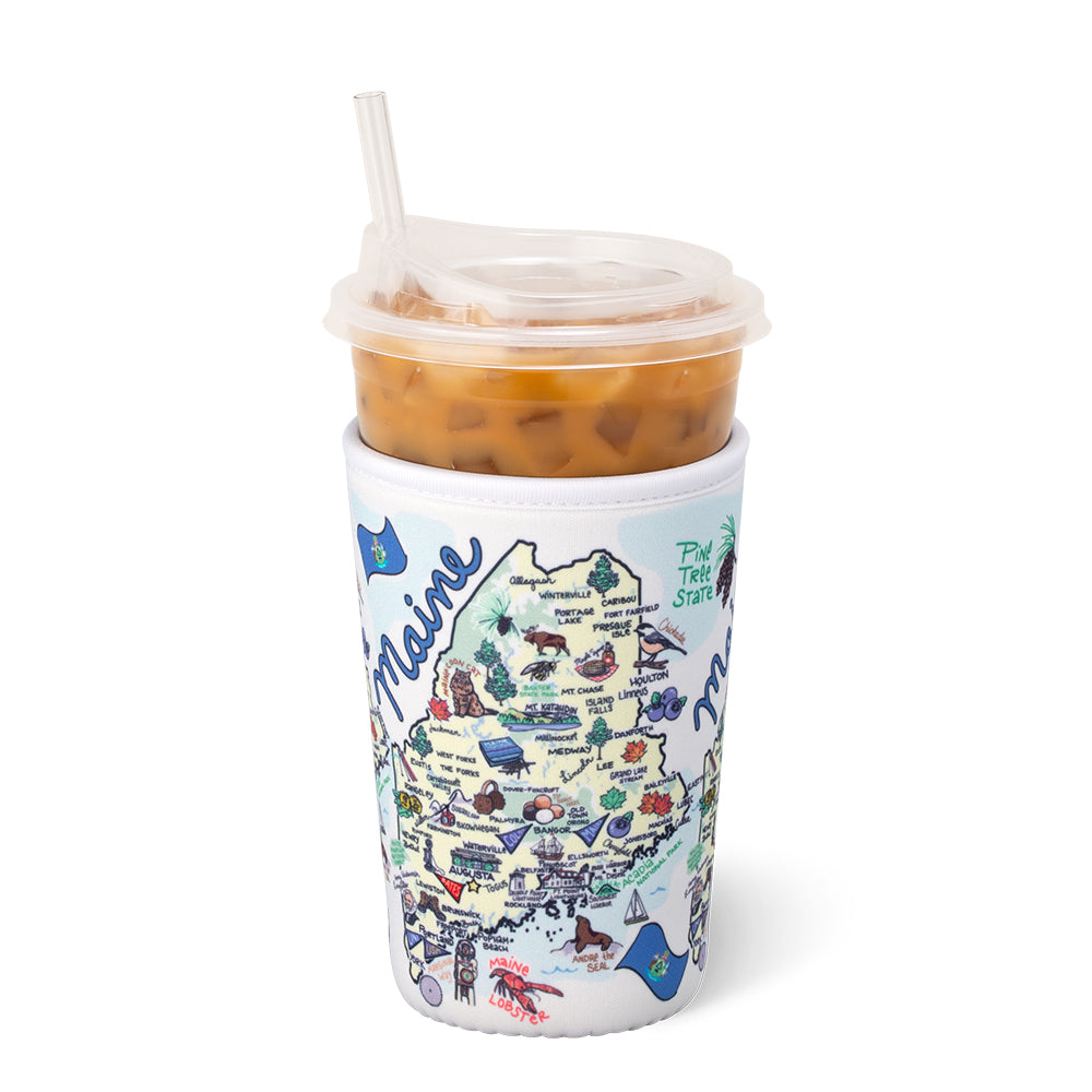 Maine Medium Iced Cup Coolie - Insulated Beverage Sleeve for Coffee, Tea & Cold Drinks - Perfect for Home, Office & Travel Use
