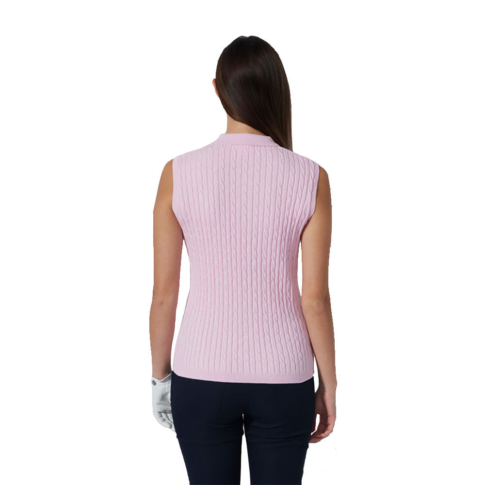 Women's Sleeveless Cable Knit Golf Polo Top - Breathable Athletic Shirt for Golf, Tennis & Summer Sports | Madelene Collection