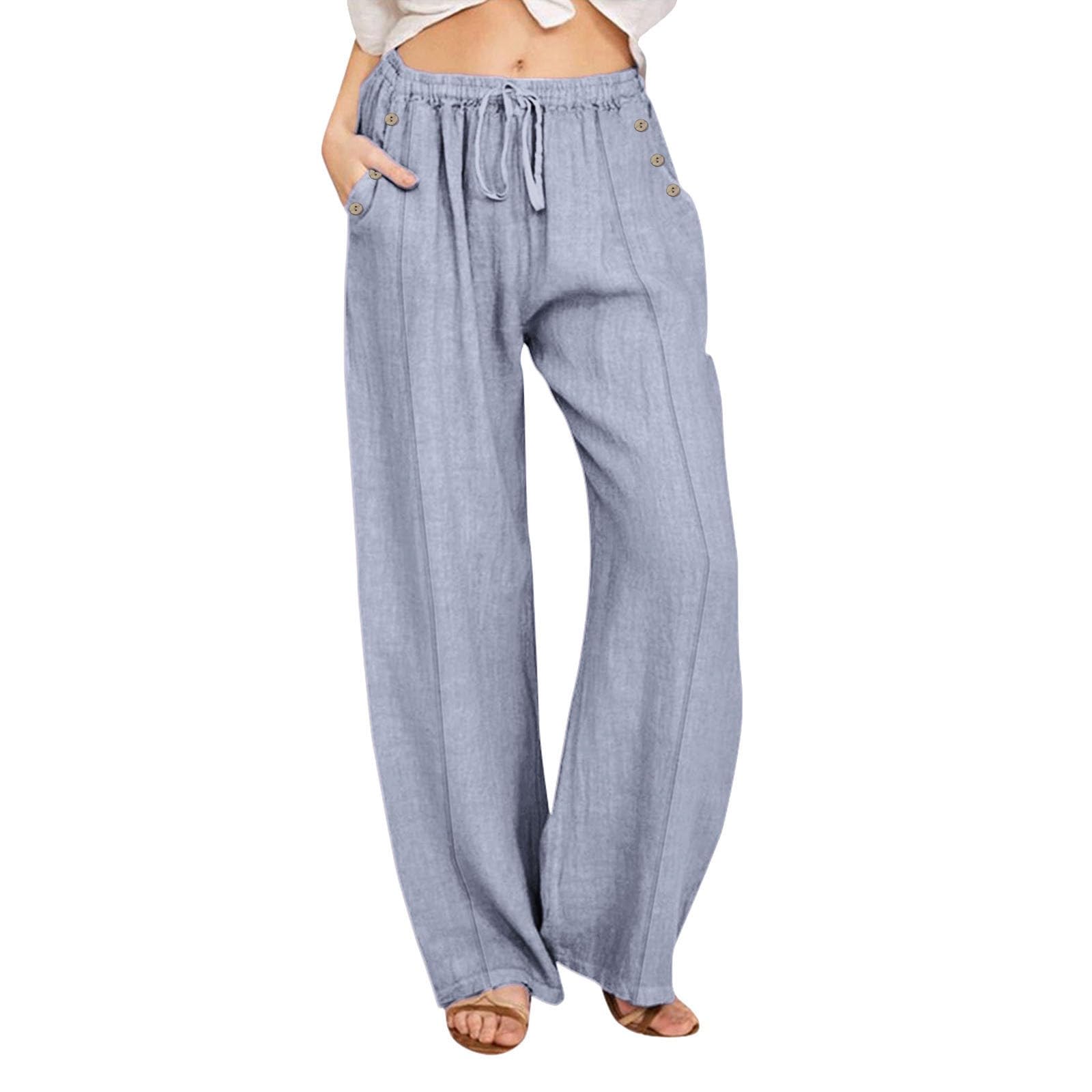 Women's Wide Leg Linen Pants - Summer 2024 High Waist Loose Fit Plus Size Dress Pants | Office Wear, Casual Outfits & Vacation Essentials