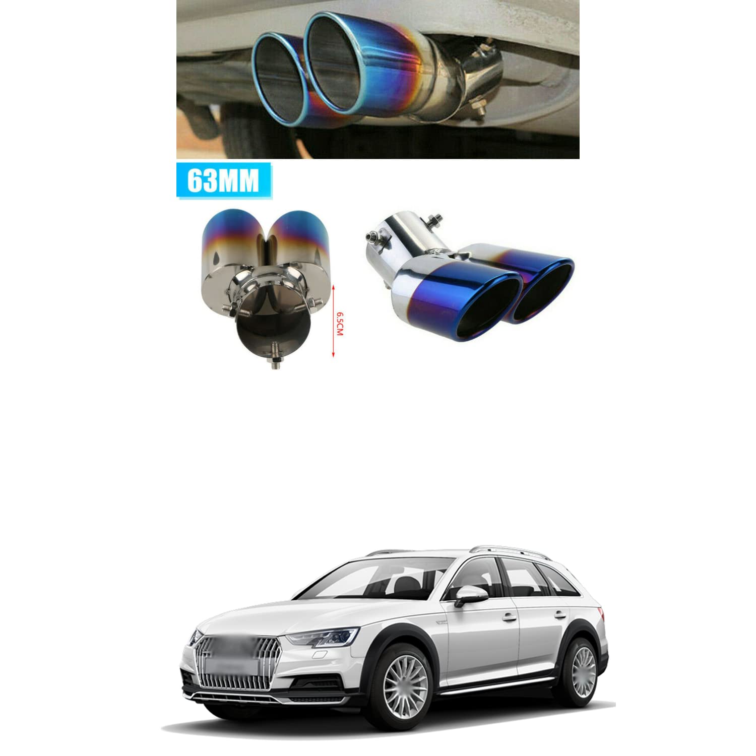PRIKNIK Silencer Tip Exhaust Pipe - Stainless Steel Adjustable Rear Muffler Tip for Car Decoration - Compatible with 4