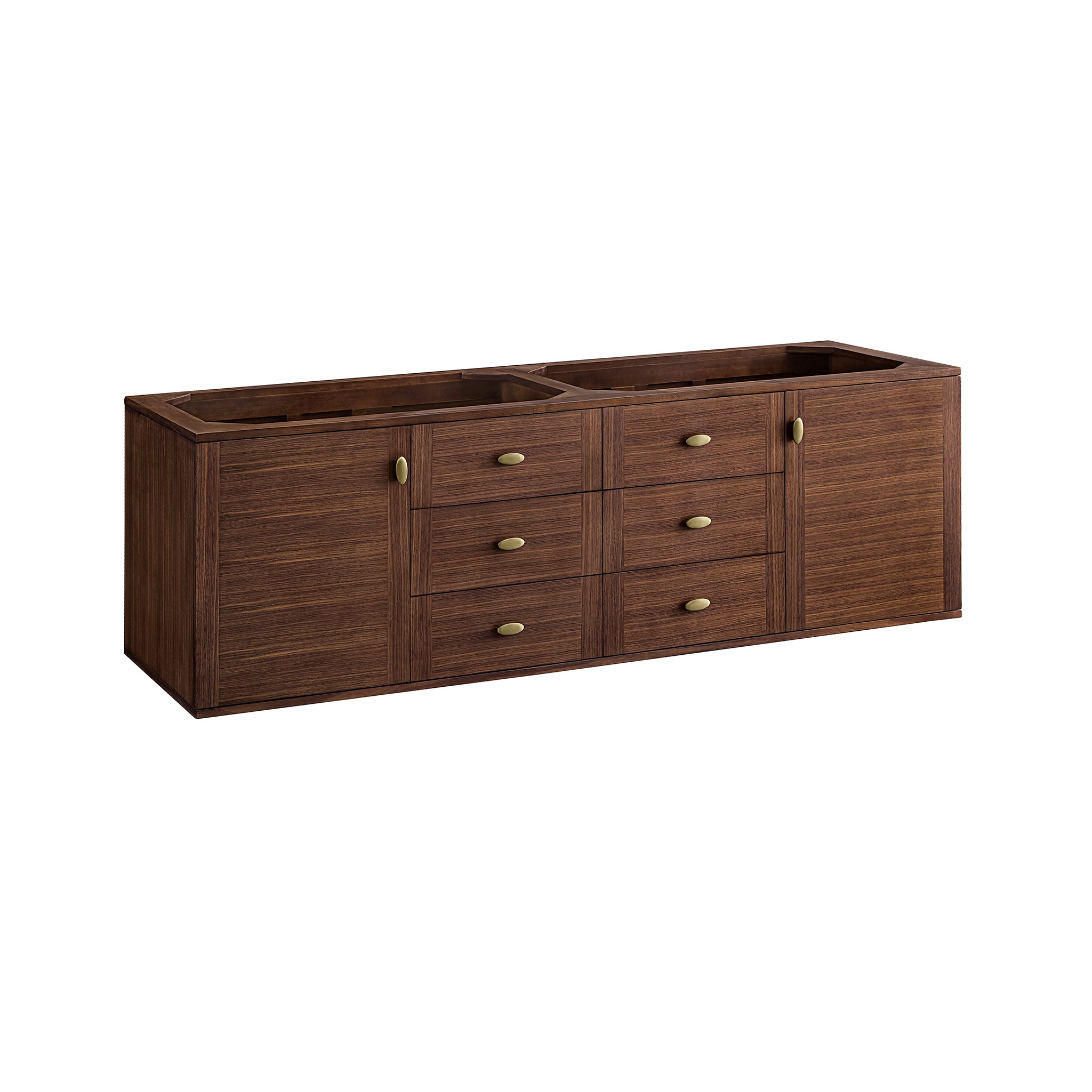 Amberly 72 Inch Double Sink Bathroom Vanity - Mid Century Modern Walnut Finish for Master Bathroom or Guest Bath Remodel