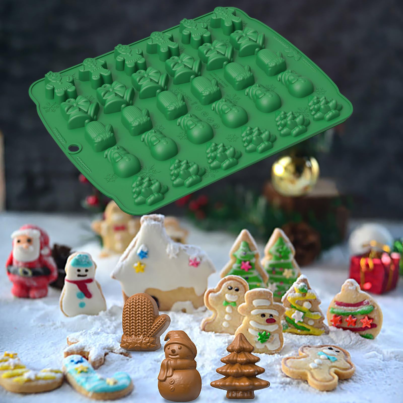 Premium Christmas Chocolate & Gummy Silicone Molds Set - Mini Baking Molds for Chocolate, Candy, Cookies, Ice Cubes & Jelly Making - Perfect for Holiday Baking, DIY Desserts & Christmas Party Treats (Christmas Set A)