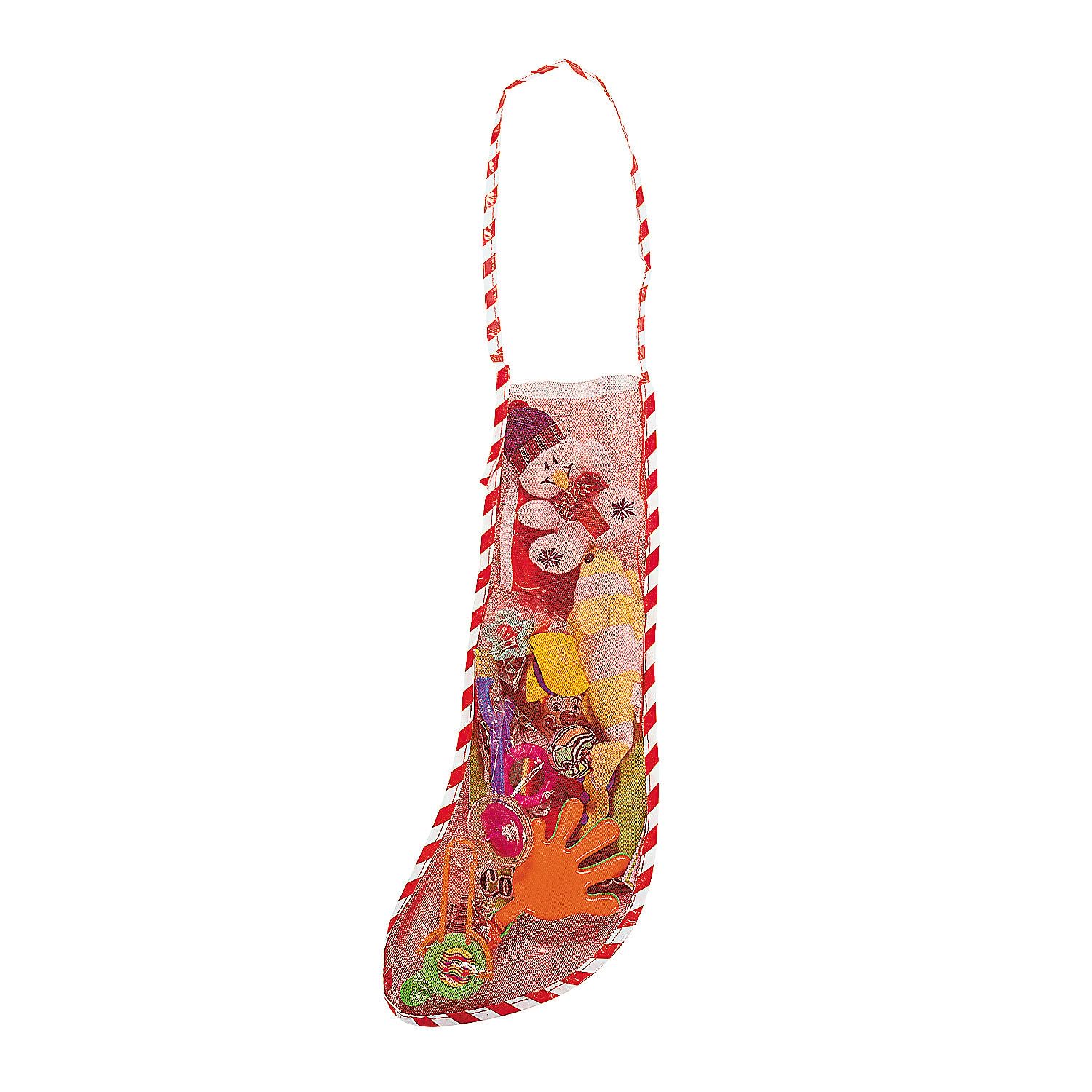Fun Express 18 Inch Long Mesh Christmas Stockings - Set of 10 Pieces for Holiday Decorations | Perfect for Fireplace Mantel, Gift Filling & Festive Home Decor