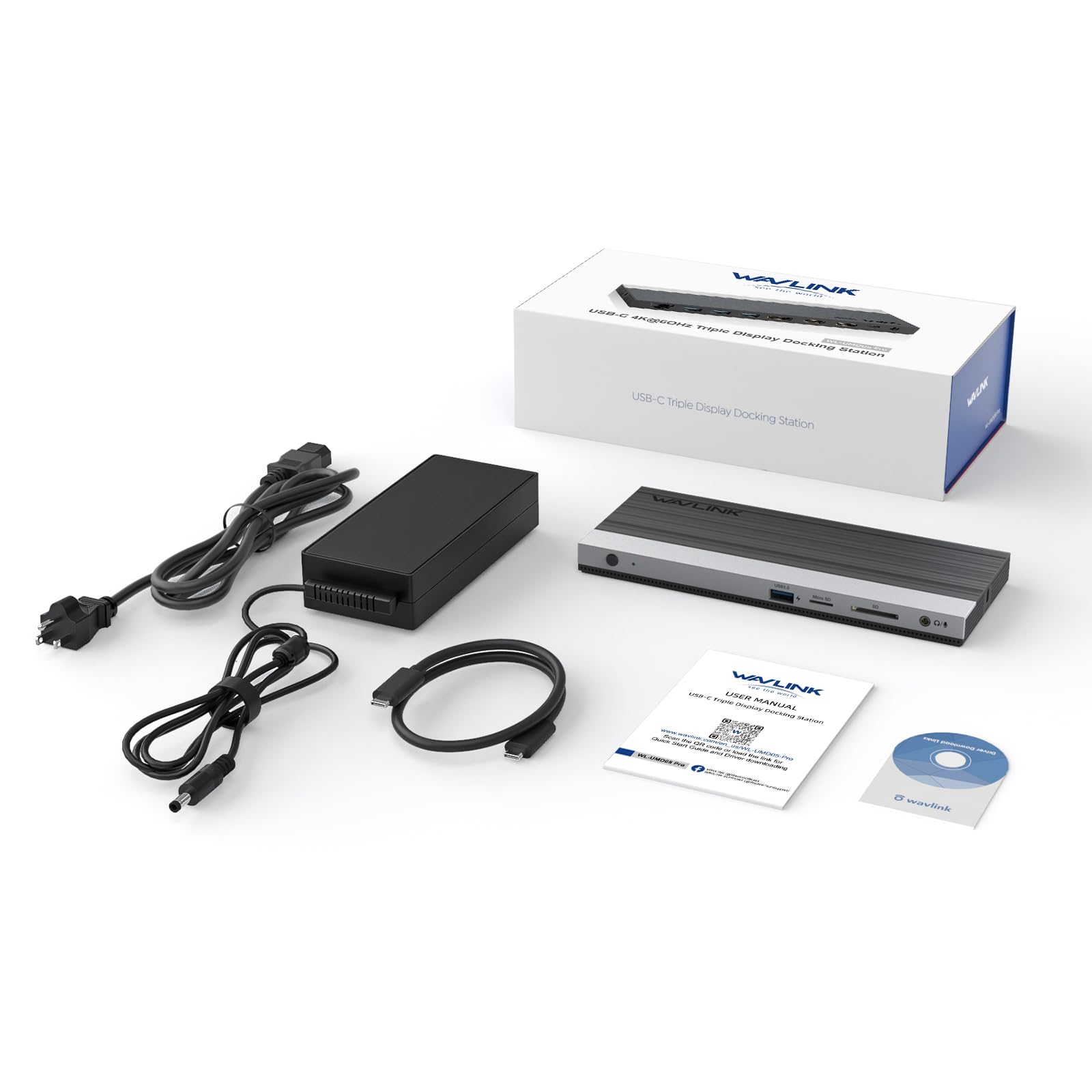 WAVLINK USB C Docking Station Triple Monitor - 100W PD Charging, Dual HDMI & DisplayPort, 4 USB 3.0 Ports, Ethernet, SD/TF Card Reader - Compatible with Dell, HP, Lenovo Laptops (Windows/Mac) - Perfect for Home Office & Multi-Screen Workstations