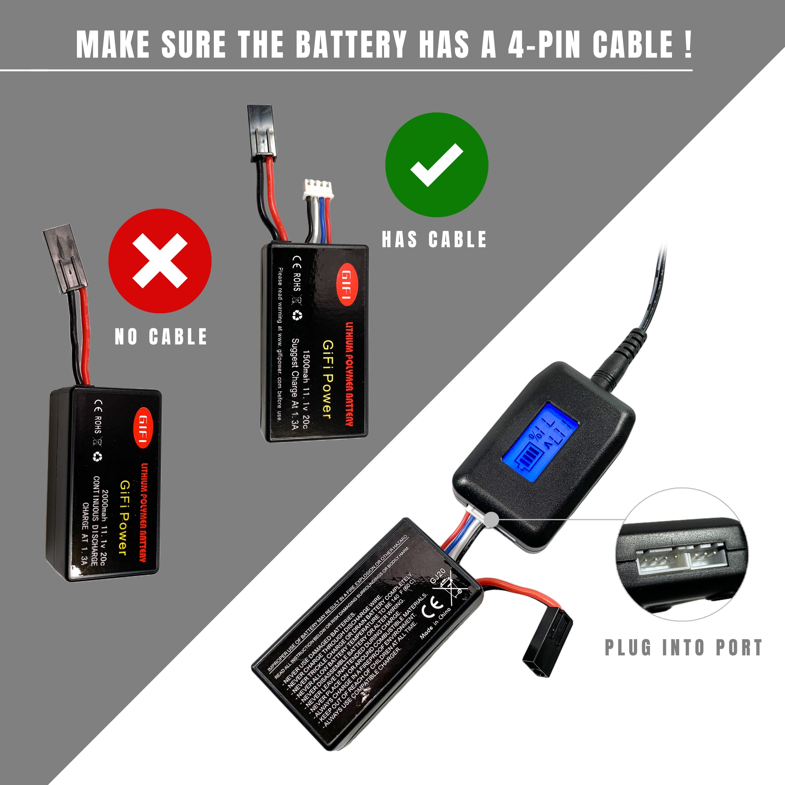 Smart LCD Balancer Charger for 7.4V 11.1V LiPo Batteries - Compatible with Tamiya Connector, Airsoft Guns, RC Drones - Perfect for Hobbyists & Professionals (Home & Field Use)