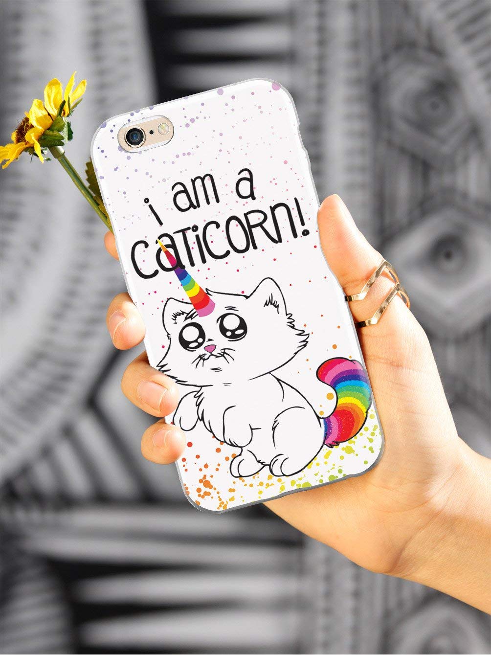 **Inspired Cases - iPhone 8 Case - 3D Textured Protective Phone Cover for Apple iPhone 8 - Caticorn Cat Unicorn Design - Perfect for Everyday Use & Gifts**