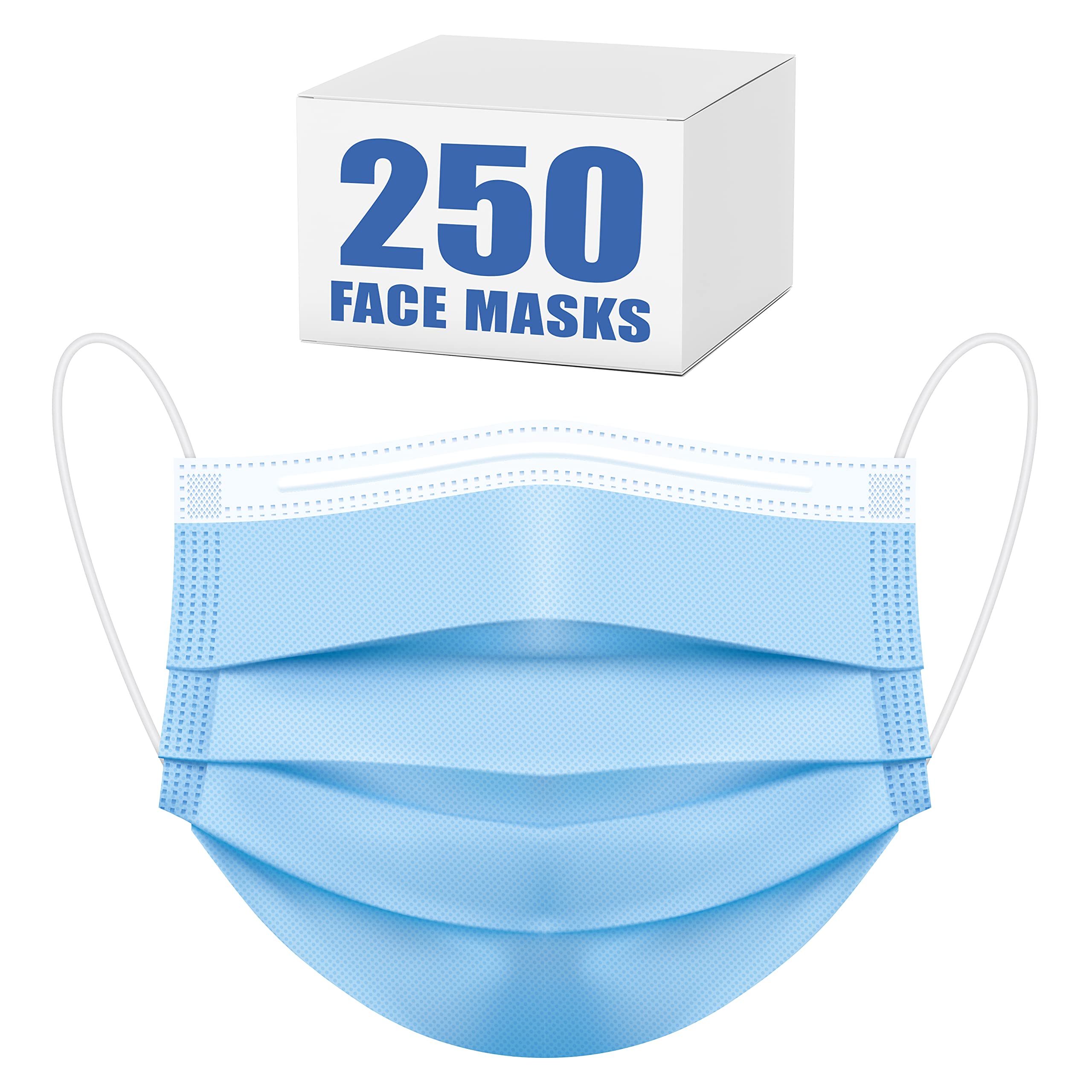 250-Pack Disposable Face Masks - Bulk Medical Masks for Protection - Comfortable & Breathable for Daily Use, Travel, and Work Safety
