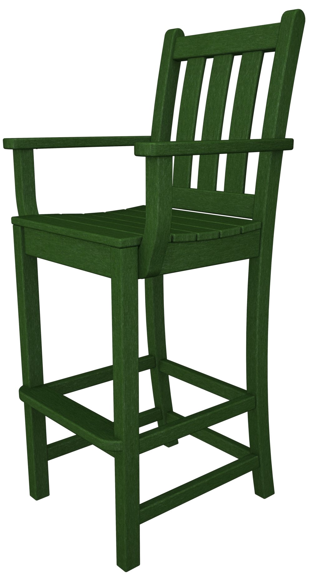 POLYWOOD® Traditional Outdoor Bar Chair - Durable Recycled Plastic, Green - Perfect for Patio, Garden, Poolside & Backyard Entertaining