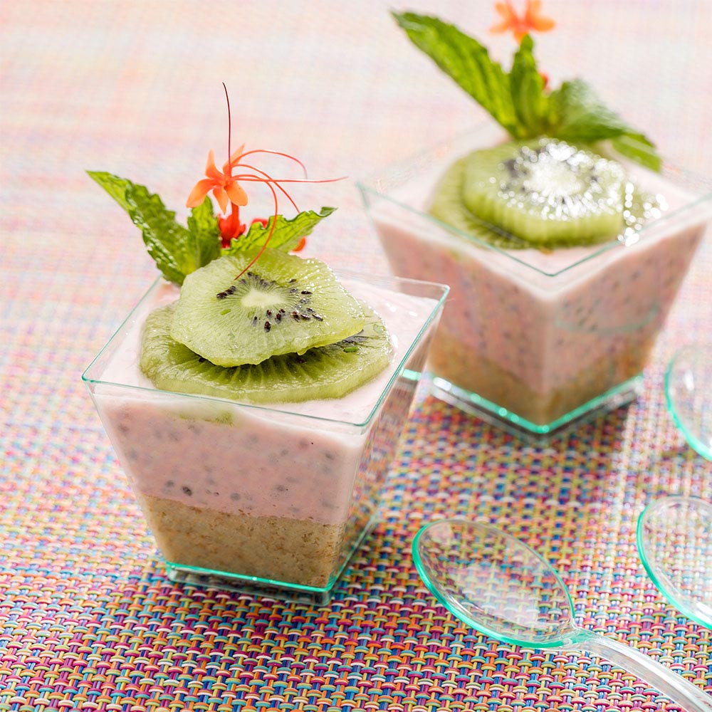 100 Pack 2 oz Square Seagreen Plastic Mini Kova Cups & 100 Silver Plastic Mini Forks - Perfect for Party Favors, Baby Showers, Wedding Receptions, and Dessert Serving