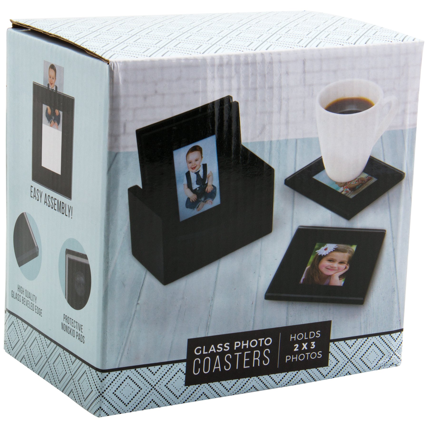Premium Glass Photo Coasters Set of 12 (4 Coasters Each) - Customizable Picture Holders for Drinks - Perfect for Weddings, Home Decor & Office Gifts