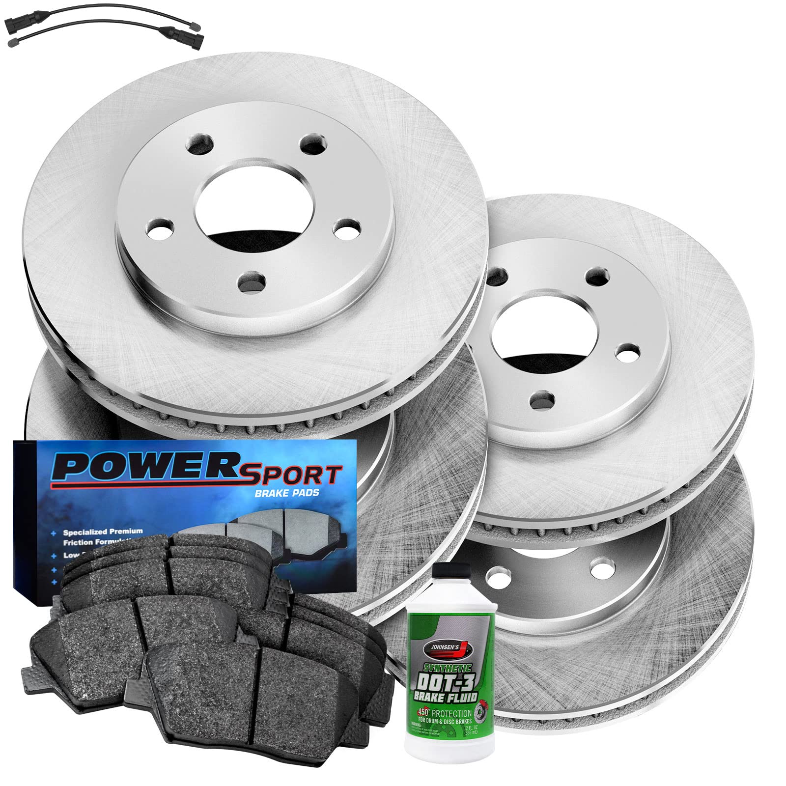 Premium Power Sport Front & Rear Brake Kit - Ceramic Brake Pads & Rotors with Sensor Wire BLBC.11004.62 | High-Performance Braking System for Motorcycles, ATVs & UTVs | Ideal for Off-Road, Racing & Daily Commuting