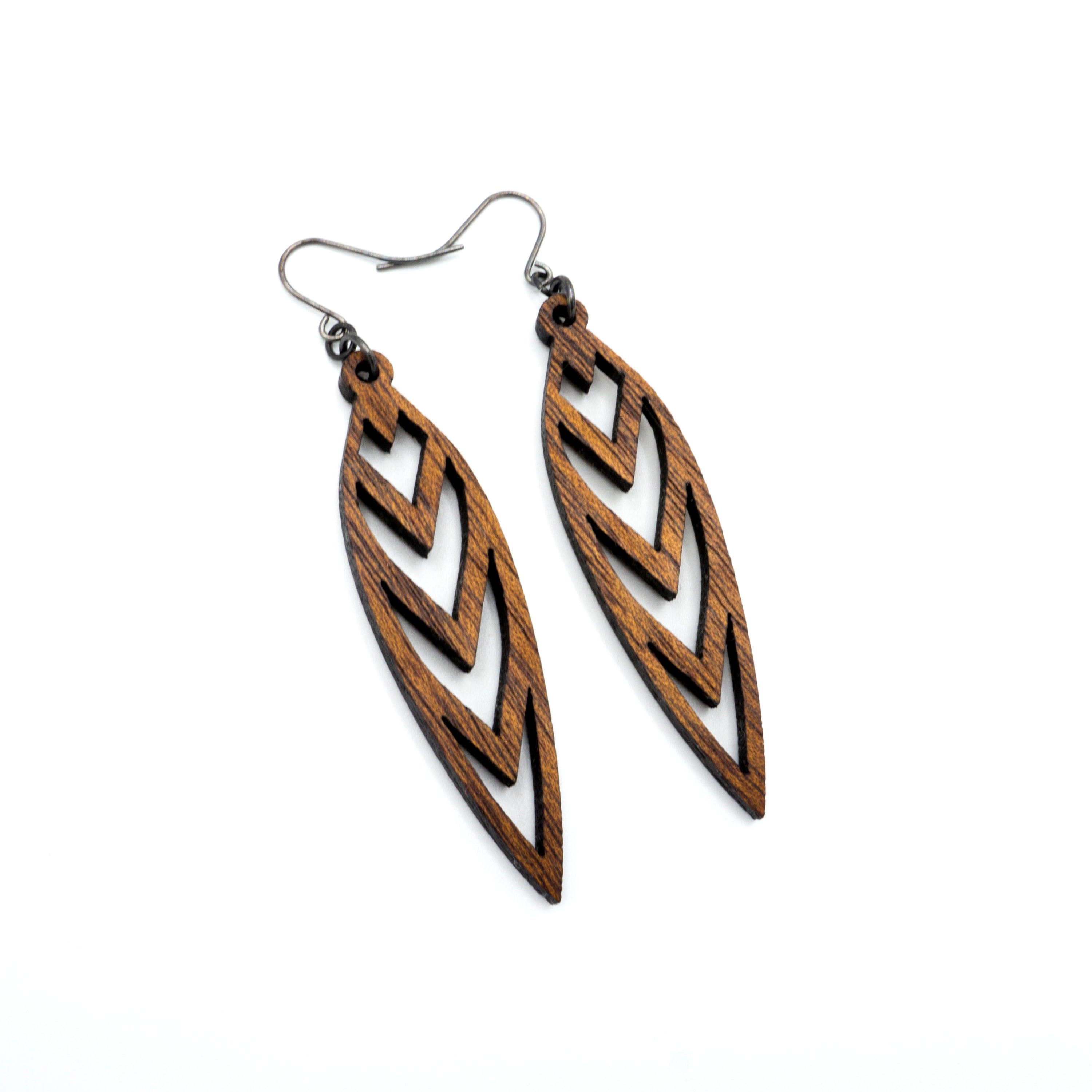 Handmade Wooden Earrings for Women - Totem 05 [S] Walnut - Boho Chic Dangle Earrings for Everyday Wear & Special Occasions